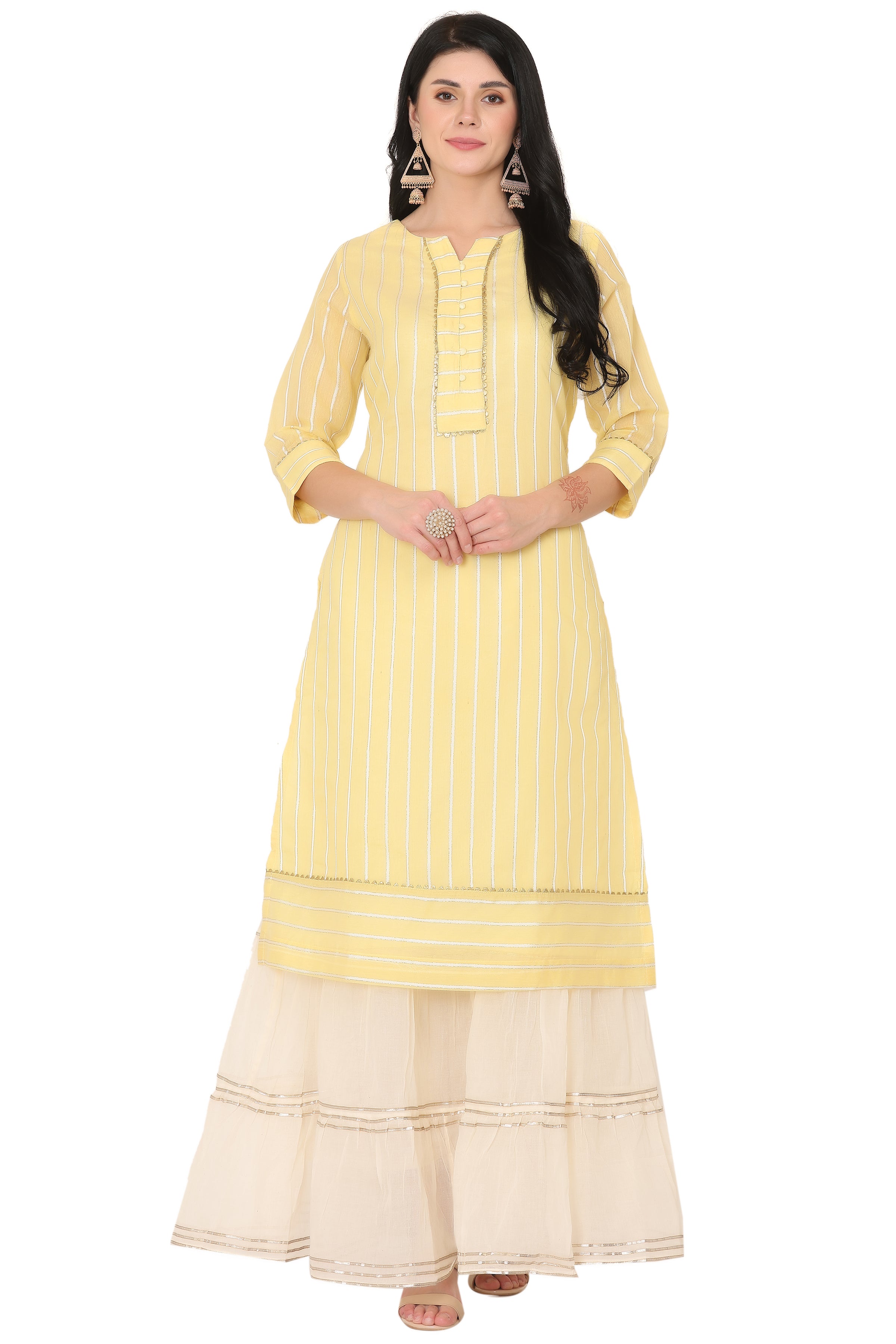 Peach Chanderi Straight Kurta