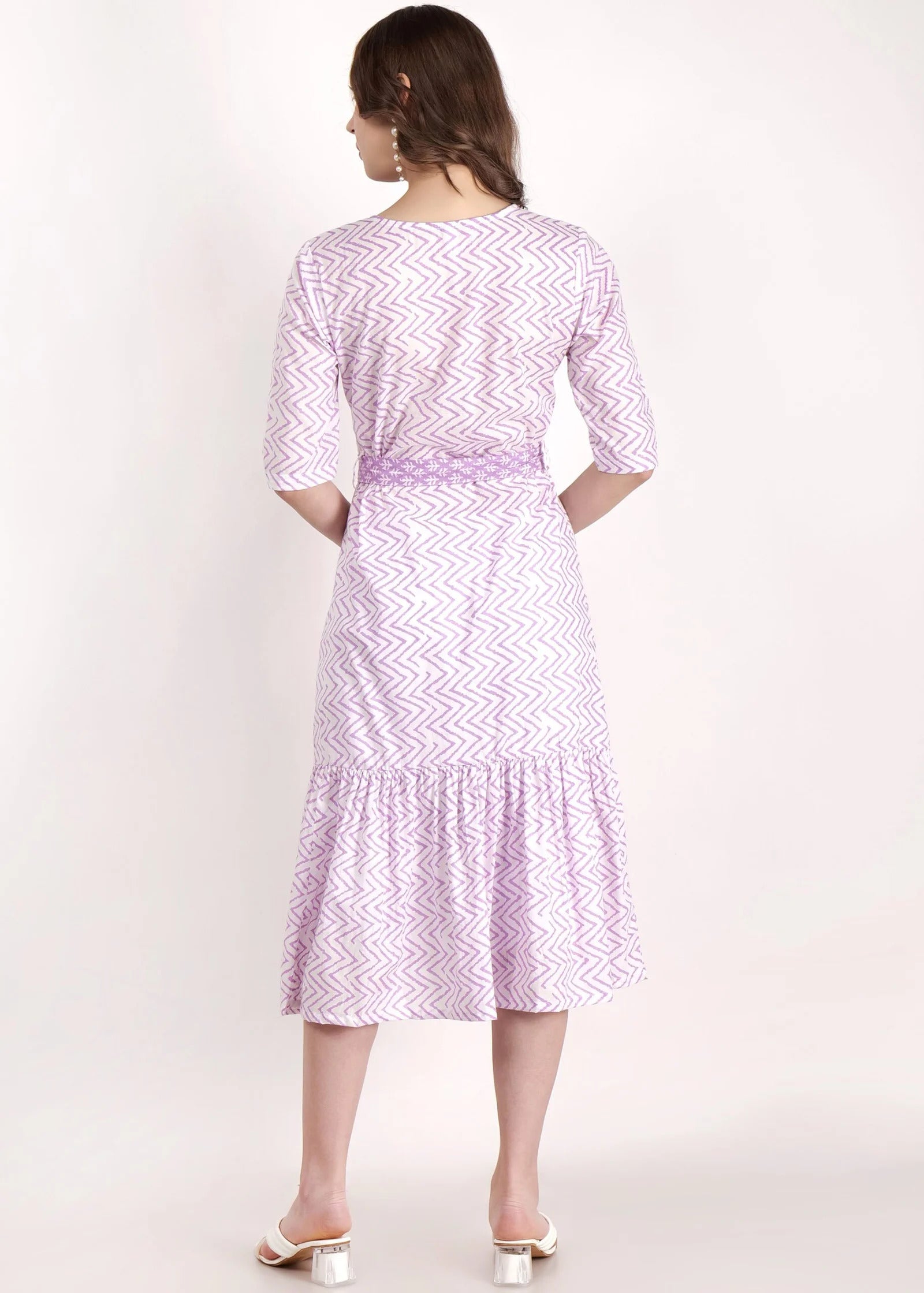 Zig zag Purple Long Dress Back Pose