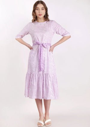 Zig zag Purple Long Dress Front Pose 2