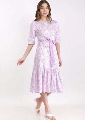 Zig zag Purple Long Dress Side Pose 1