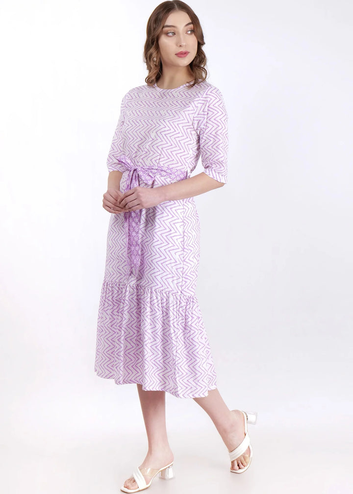Zig zag Purple Long Dress Side Pose 2