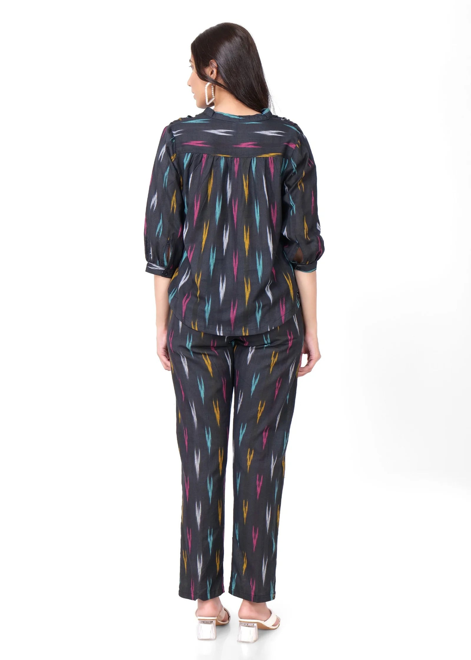 Black Ikkat Multi Colour Coord Set Back Pose