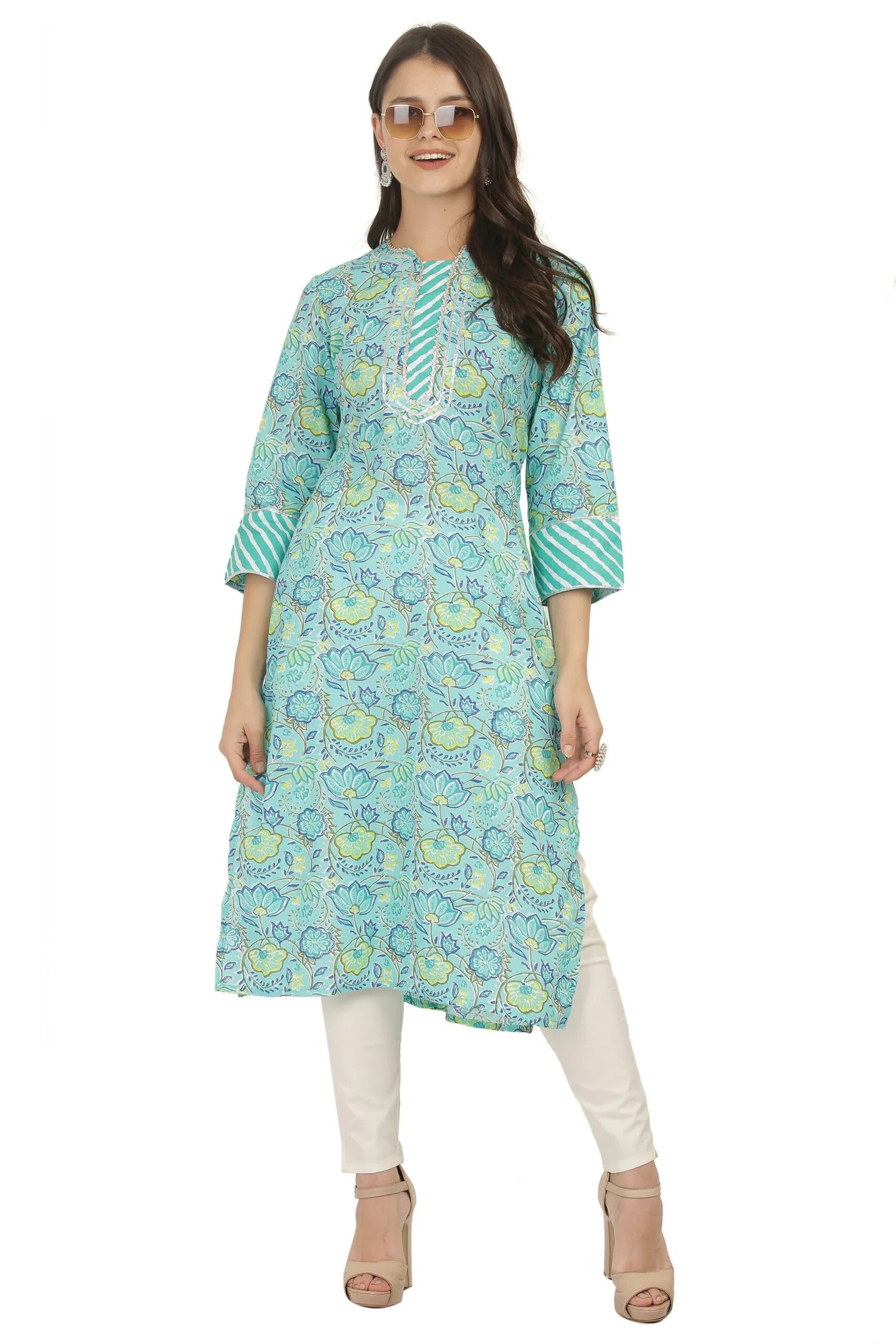 Jaipuri Print Cotton Straight Kurta
