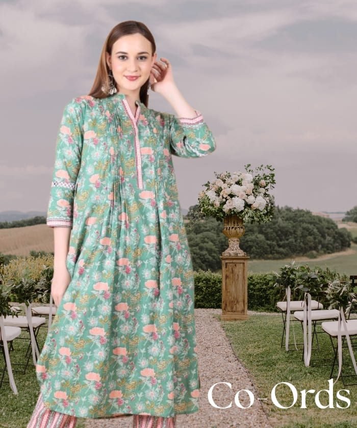 Green Flower Print comfy Coord Set