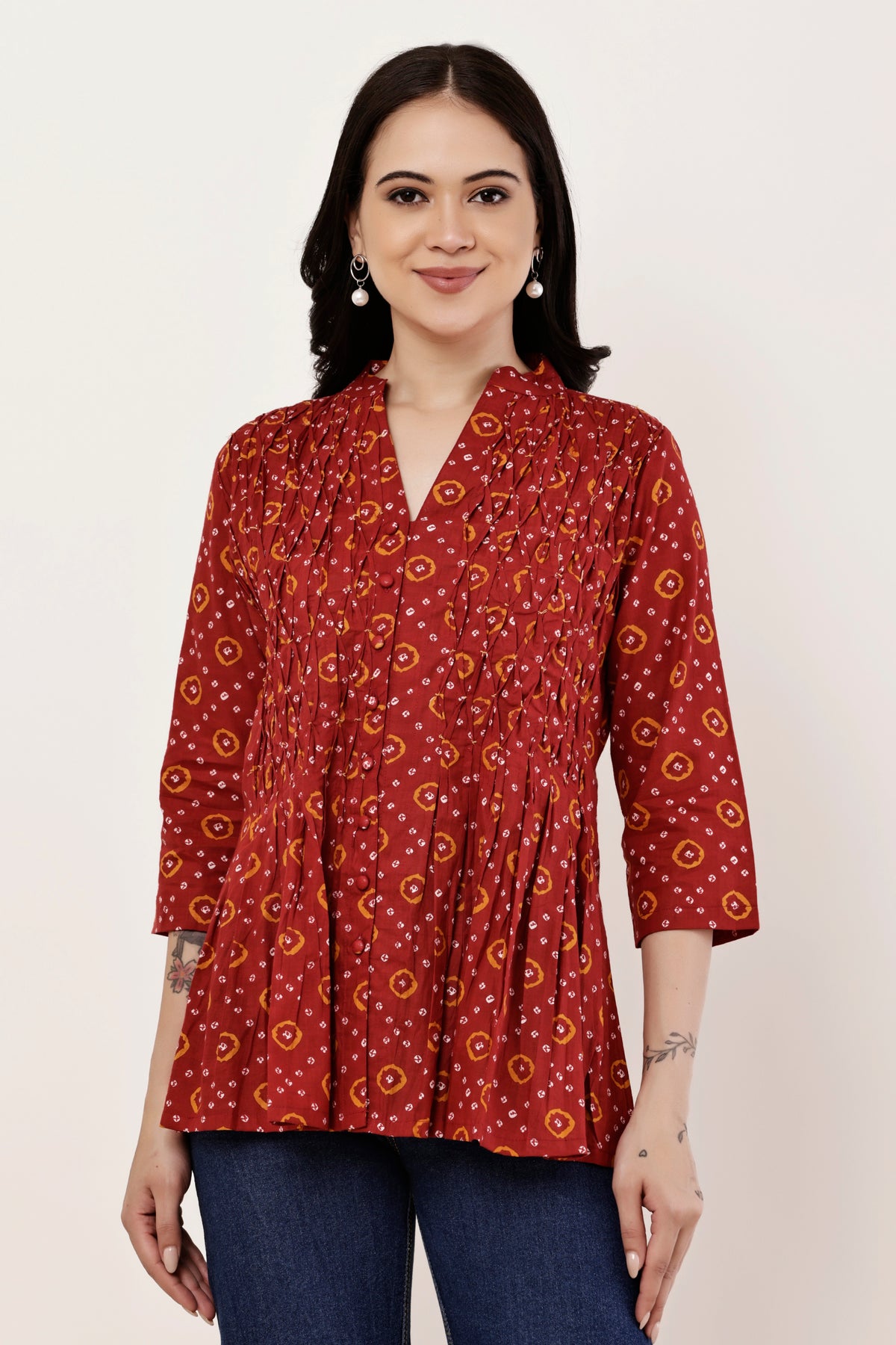 Pintuck Cotton Top for Women