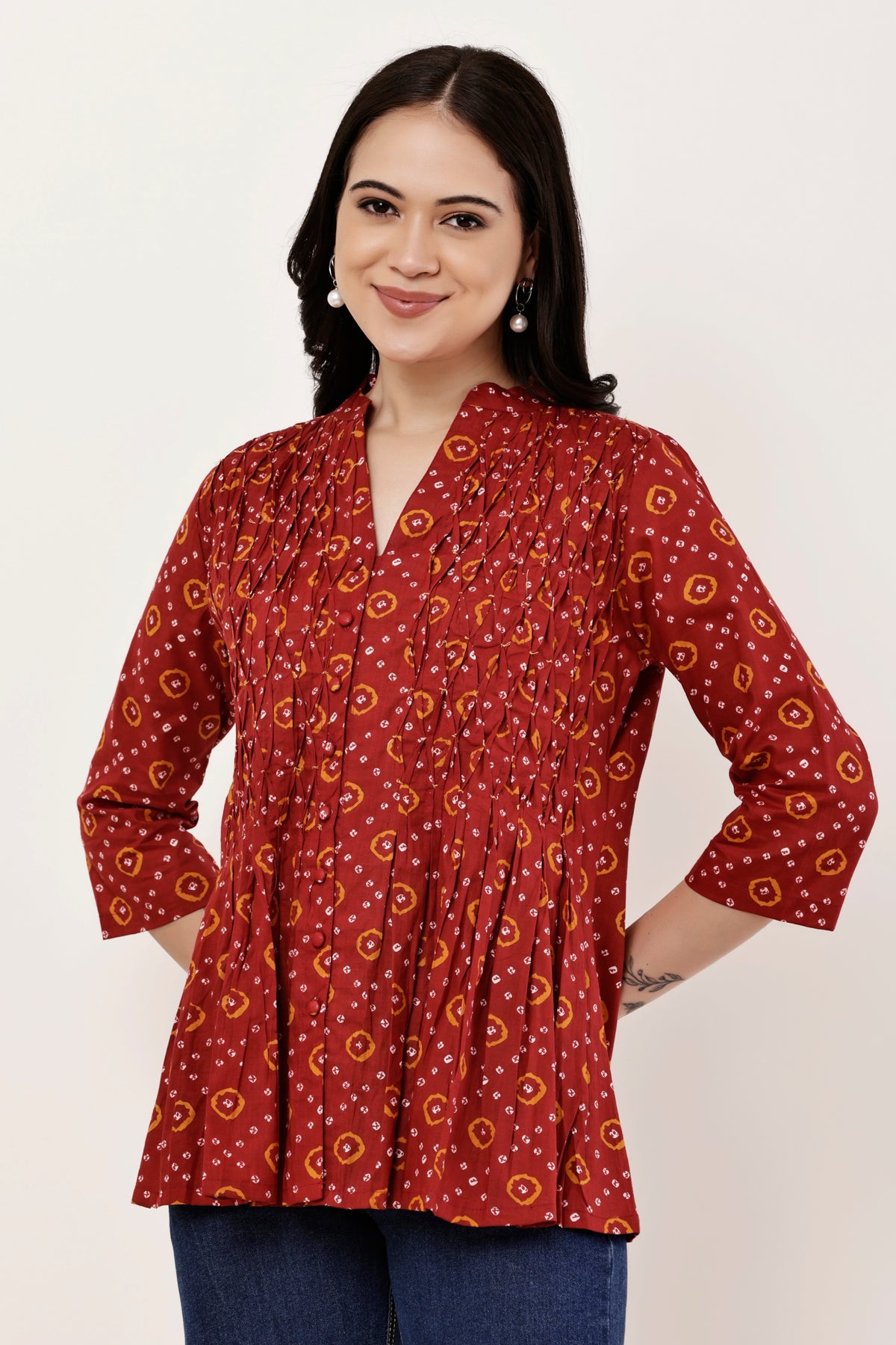 Pintuck Cotton Top for Women