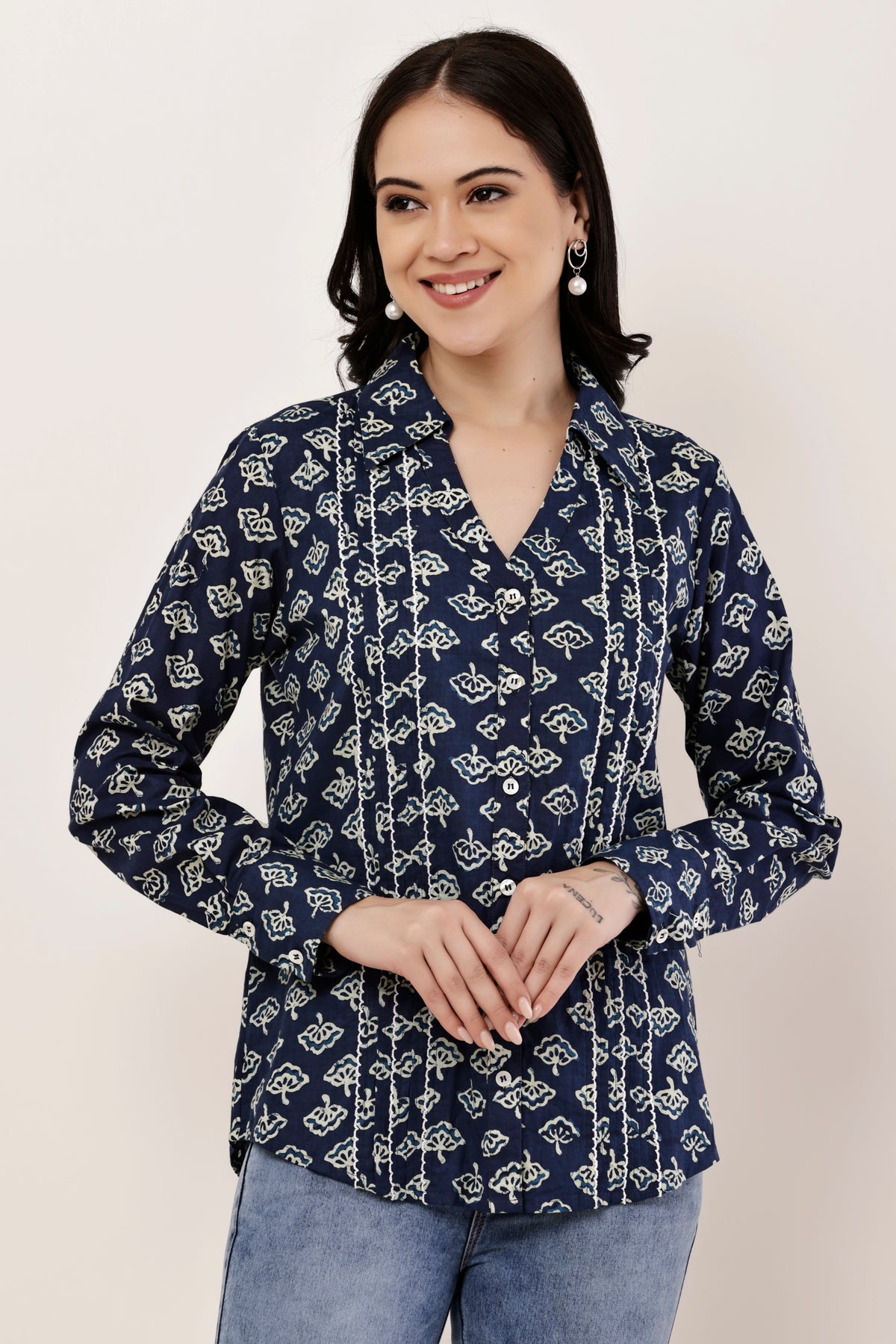 Flower Booti Cotton Office wear Shirt