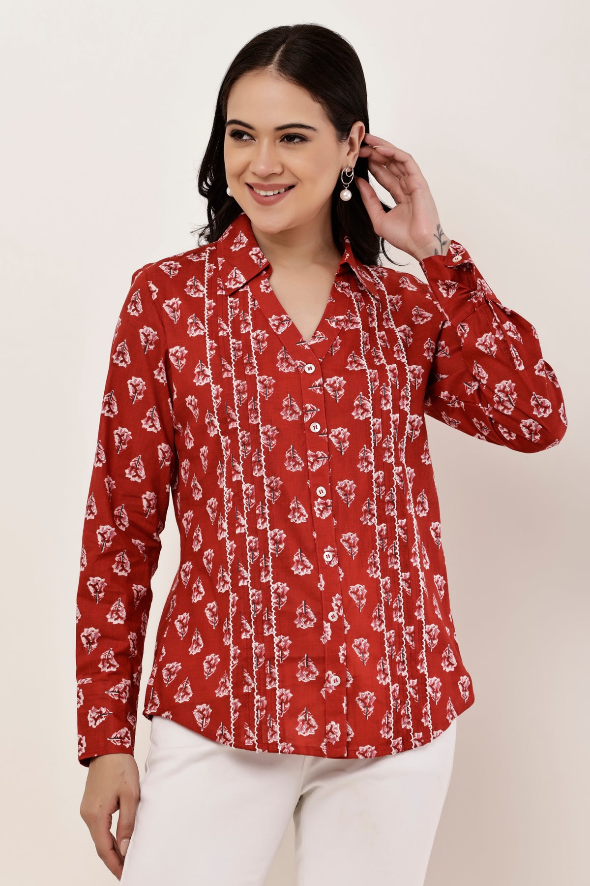 Flower Booti Cotton Office wear Shirt
