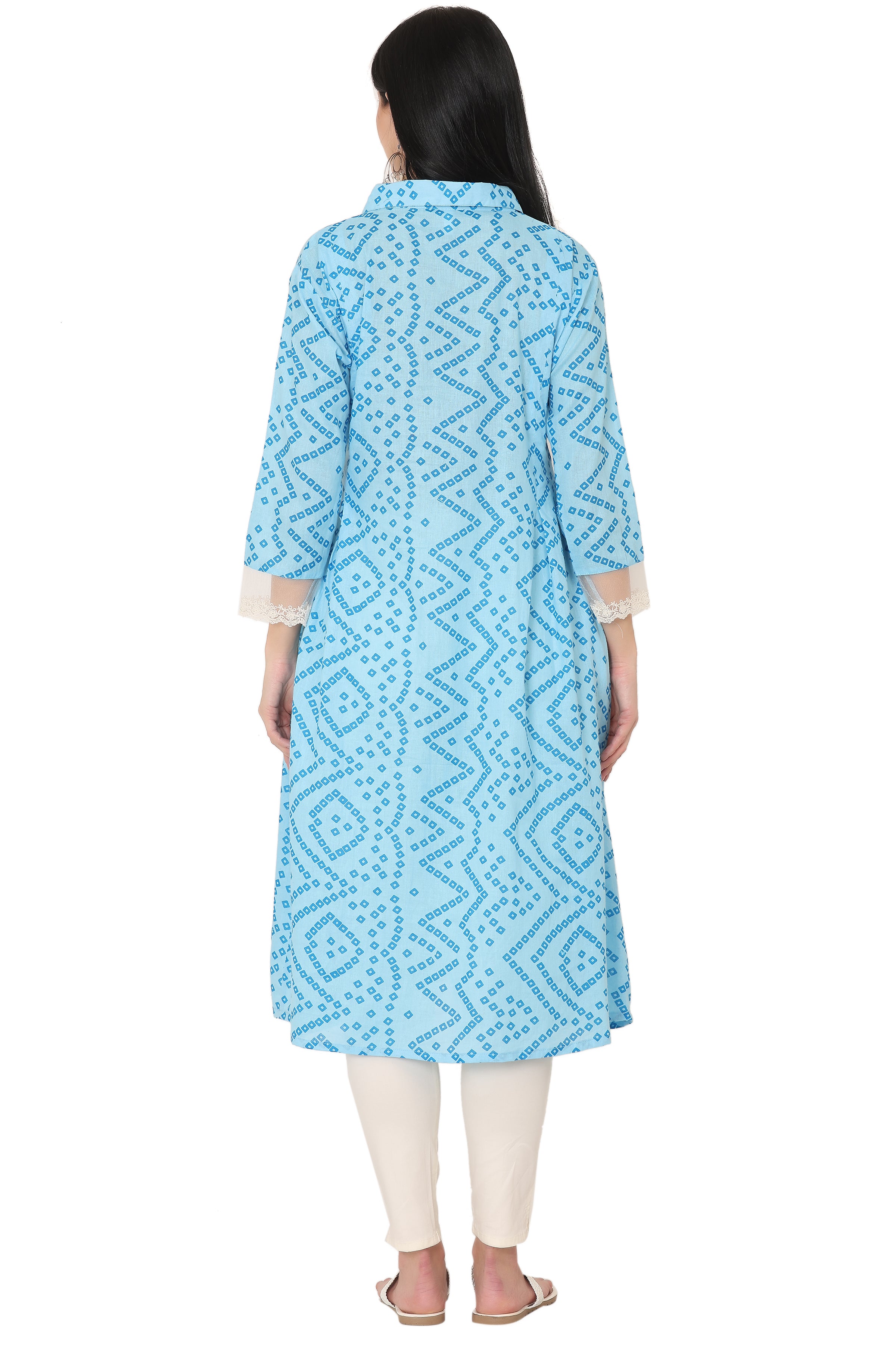 Cotton Bandhni A-Line Kurta cum Dress