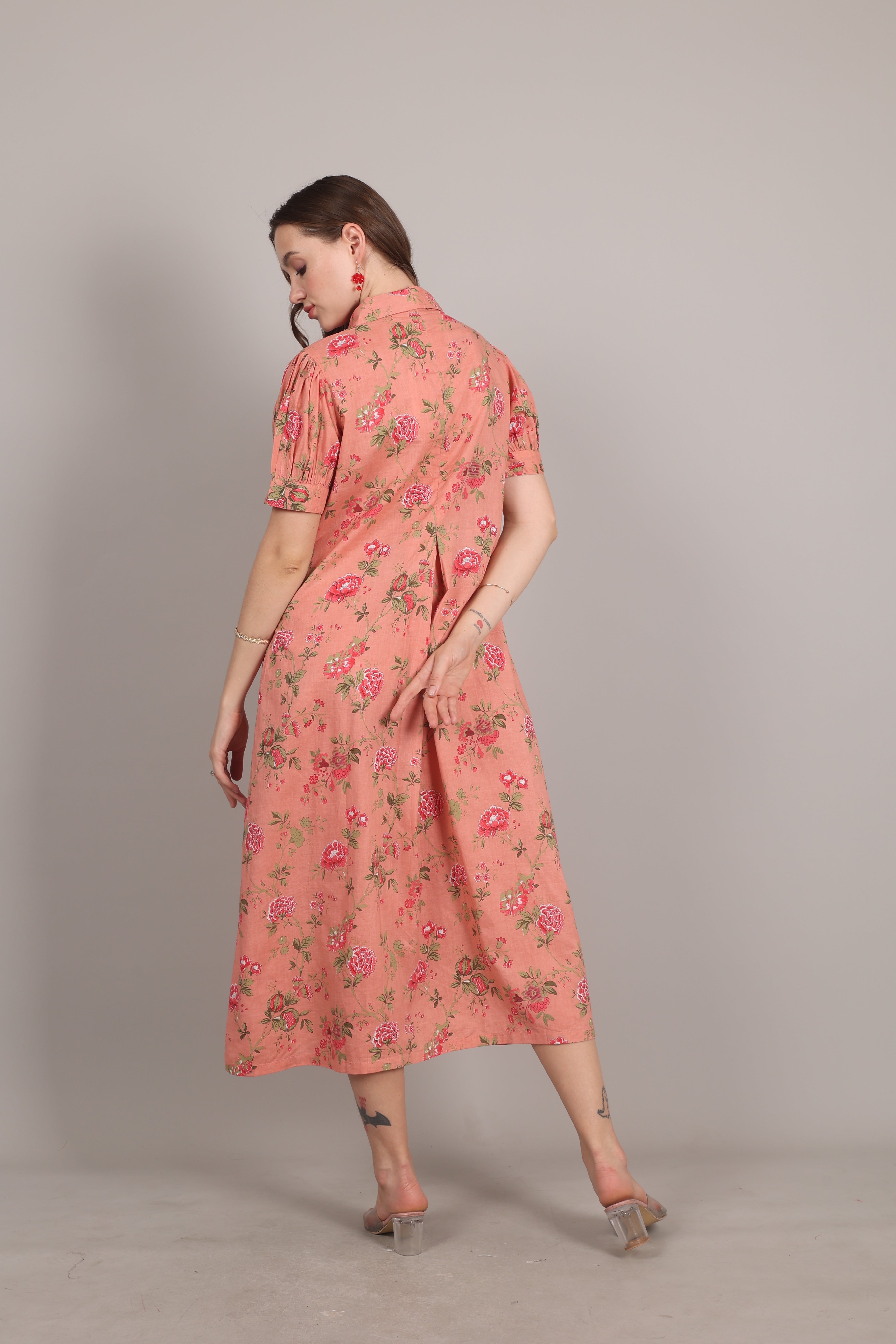 Ink Blue Cotton A-Line Maxi Dress