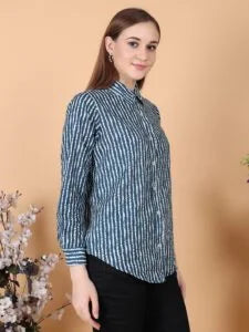 Cotton Indigo Stripes Shirt