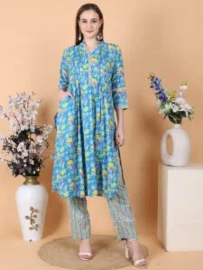 Blue Flower Print Coord Set