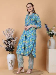 Blue Flower Print Coord Set