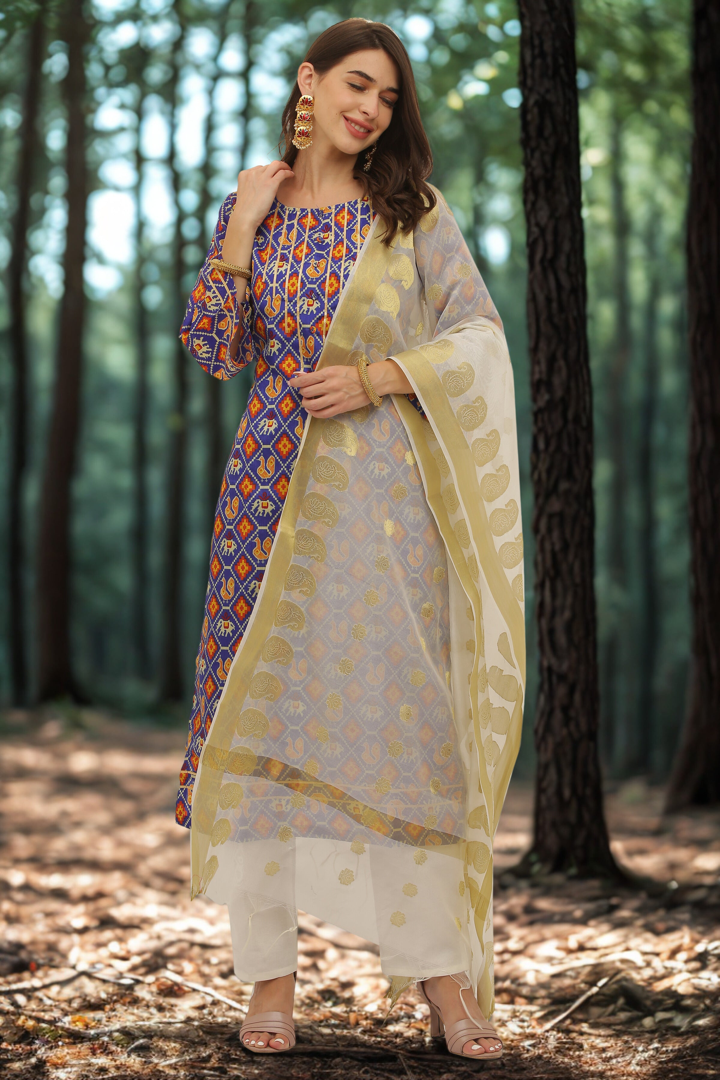 Patola Print Straight Kurta