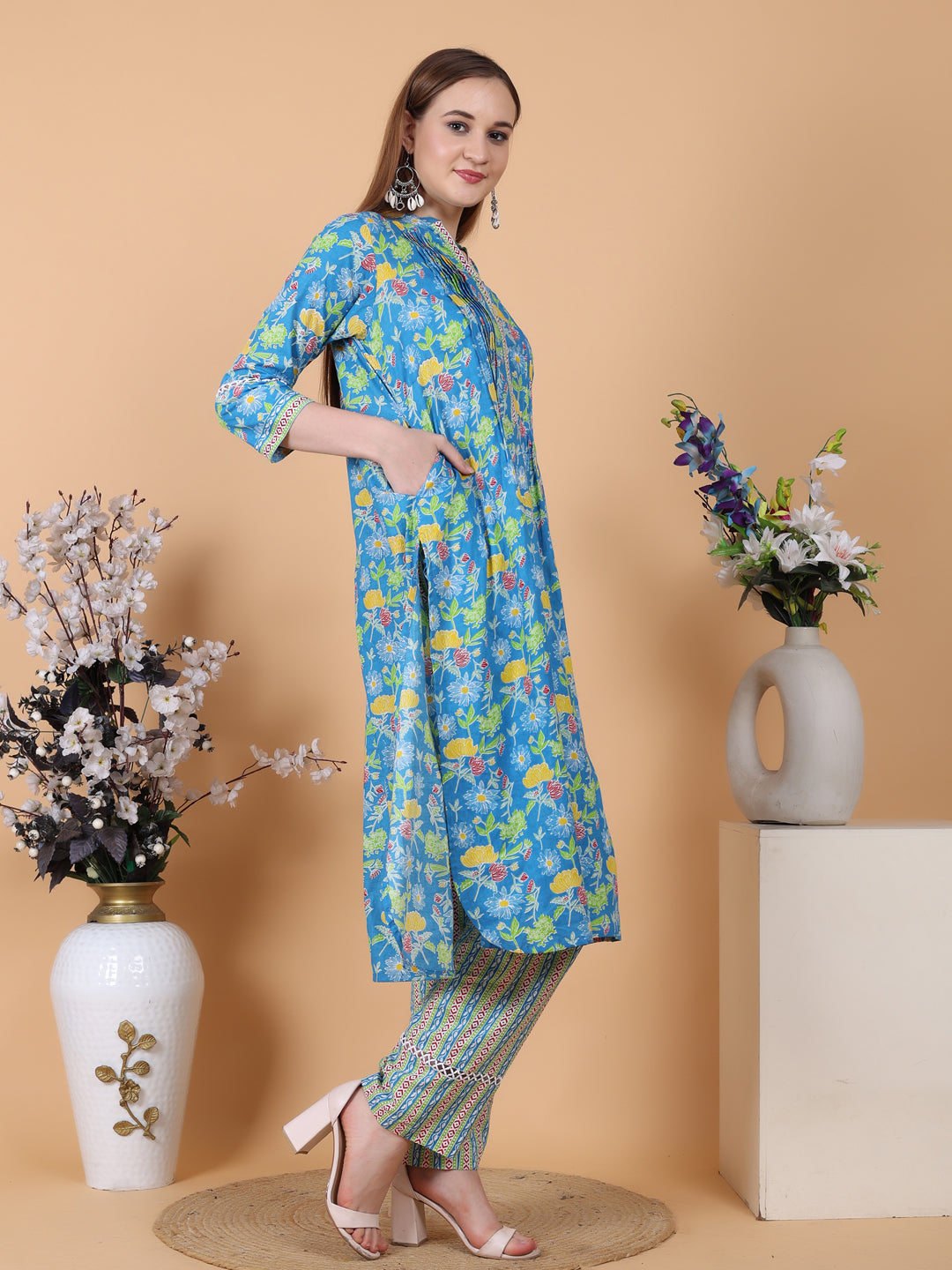 Flower Print Pintex Styled Coord Set