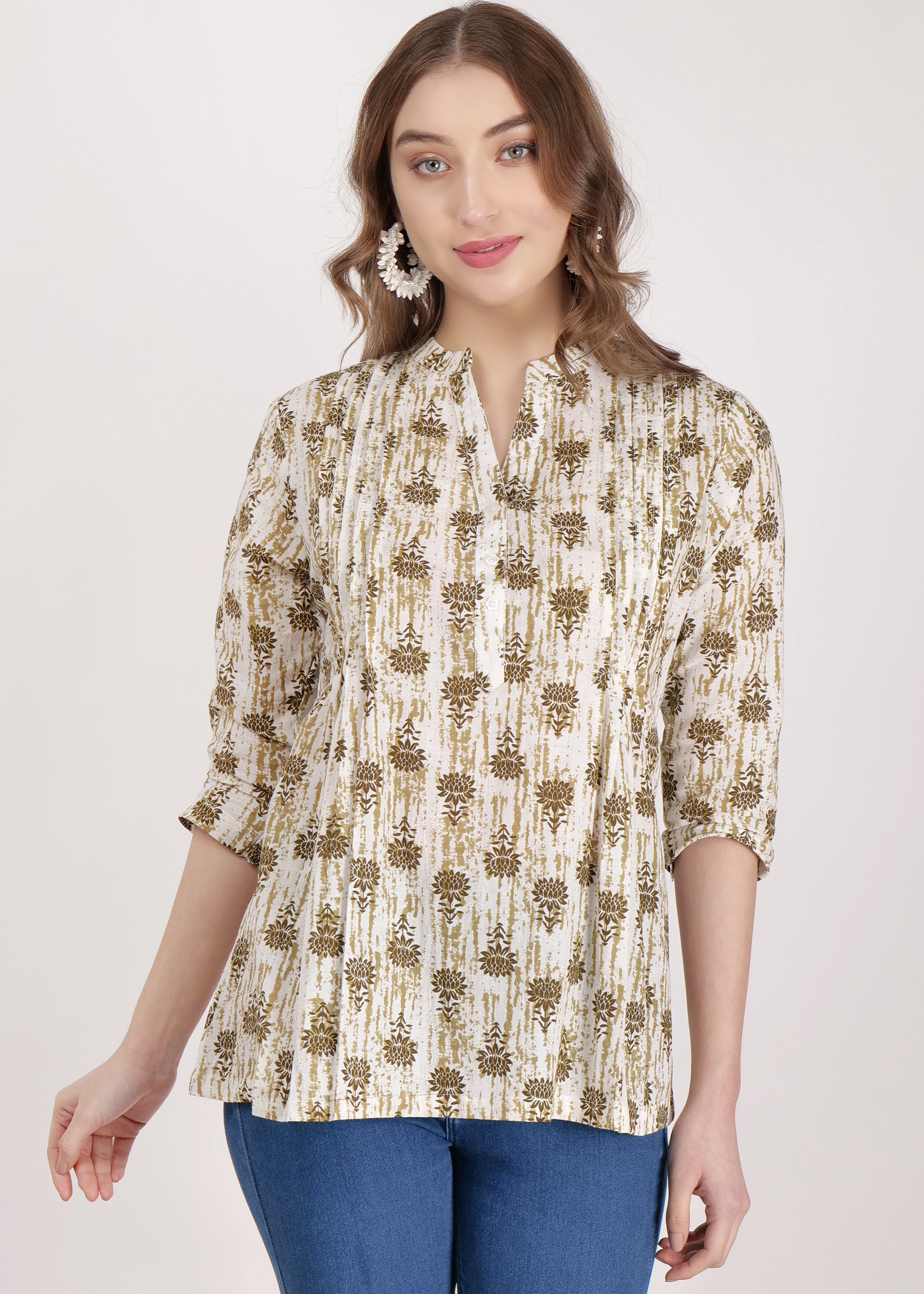 Pintex Style Cotton Short Kurti
