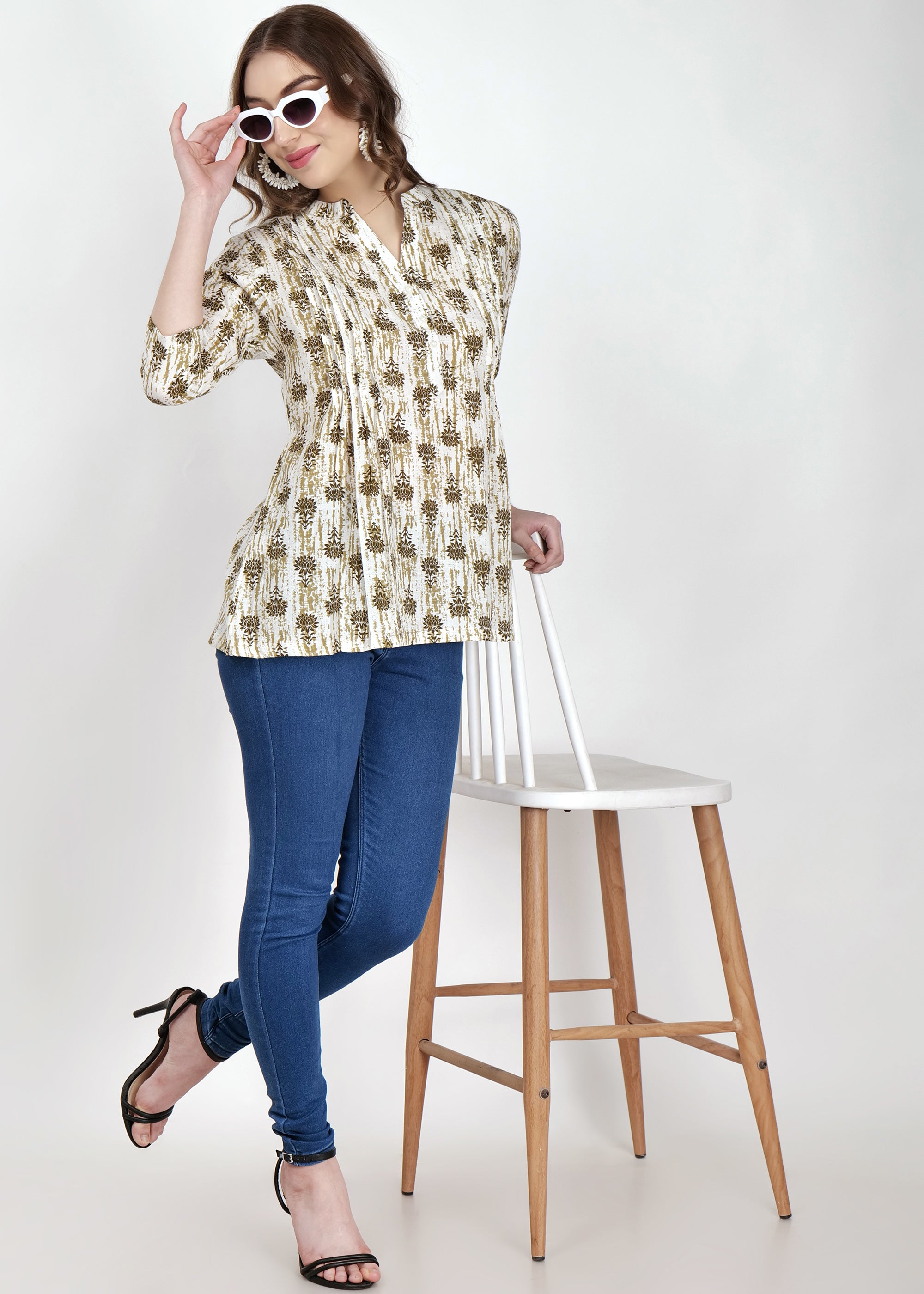 Pintex Style Cotton Short Kurti