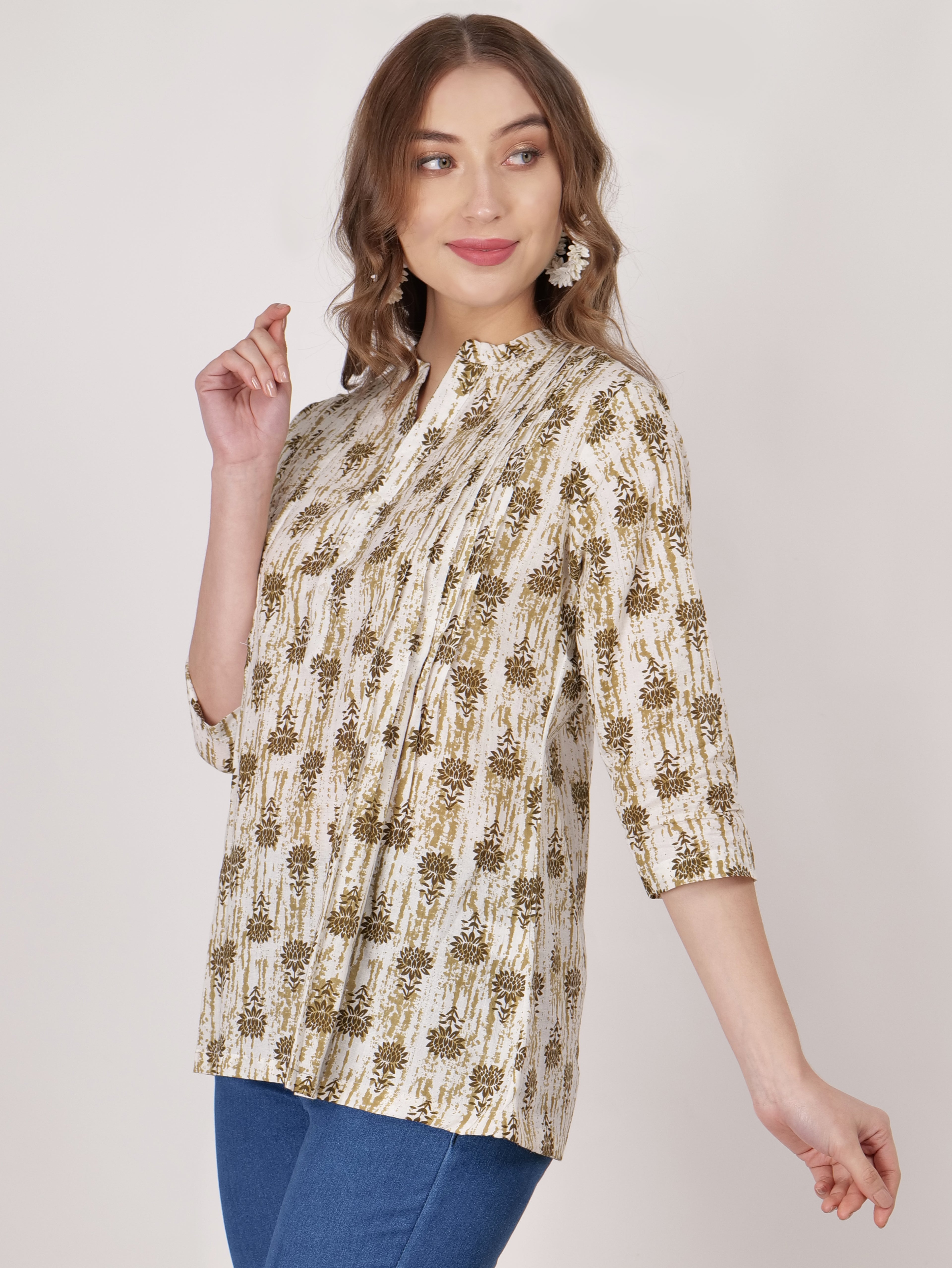 Pintex Style Cotton Short Kurti