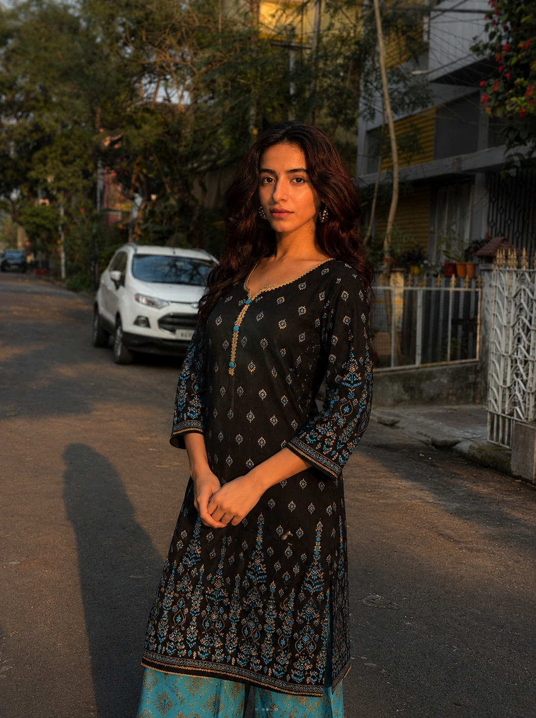 Black Cotton Straight Kurta