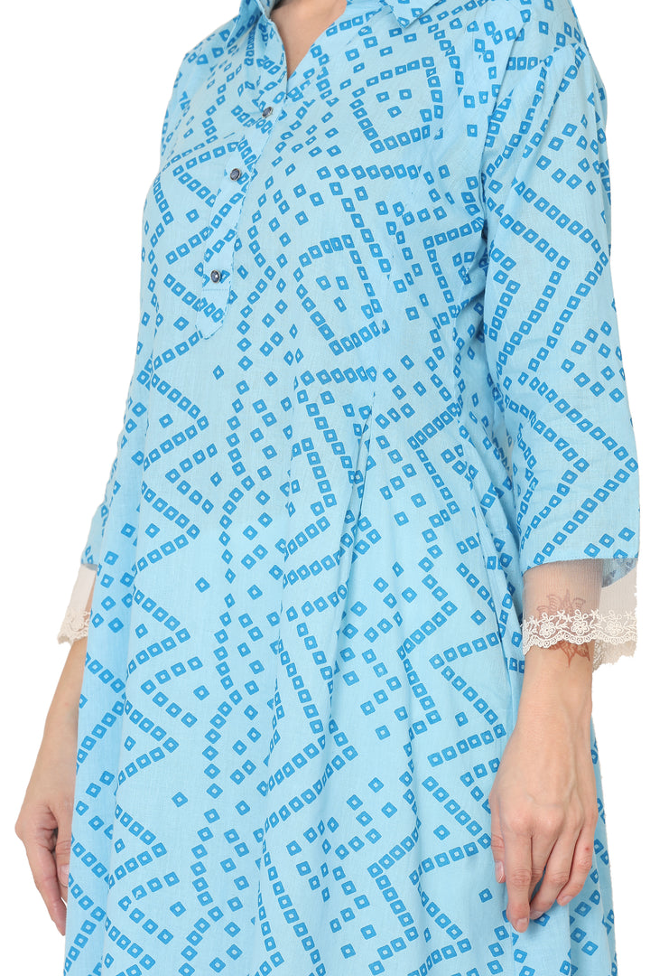 Cotton Bandhni A-Line Kurta cum Dress