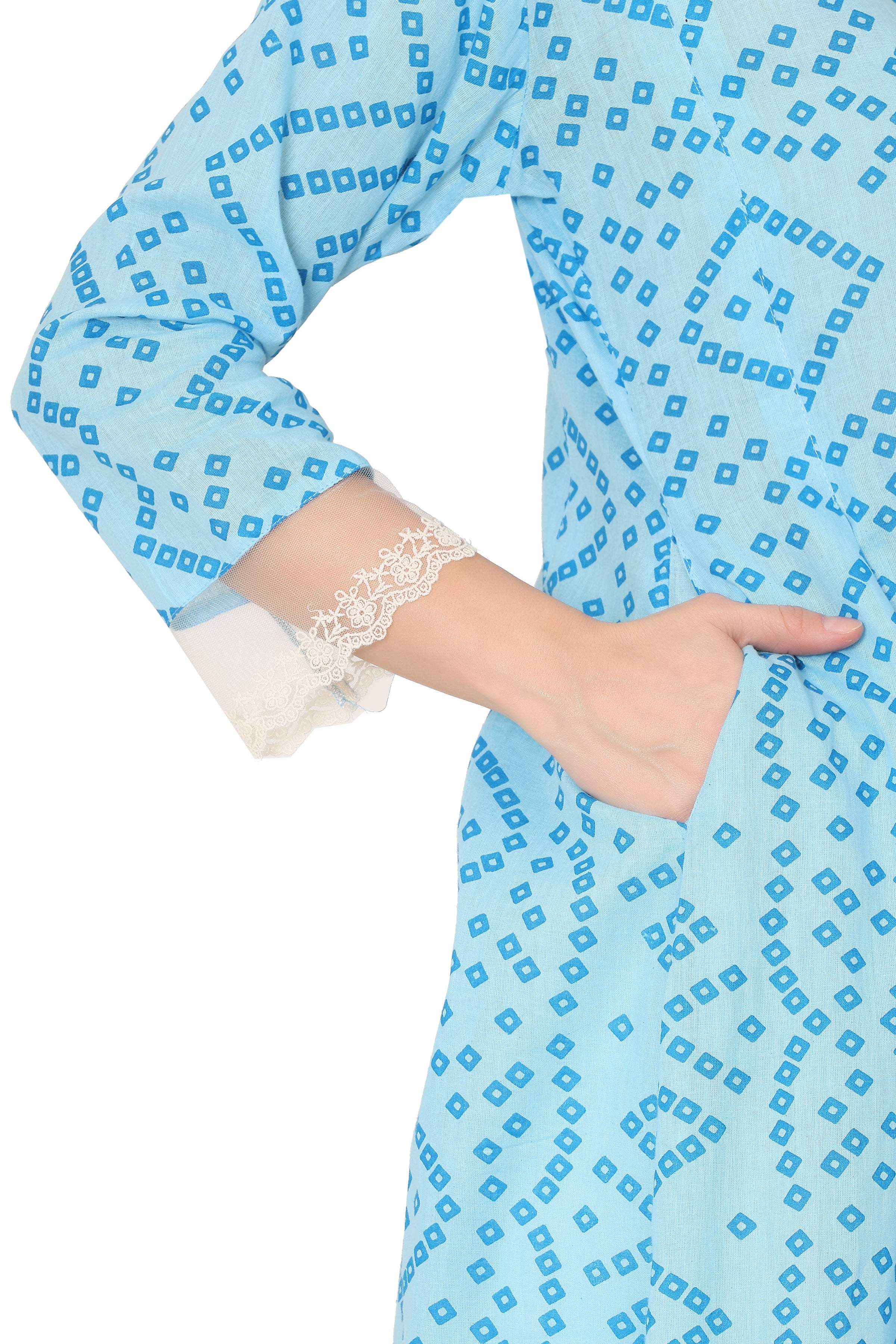 Cotton Bandhni A-Line Kurta cum Dress