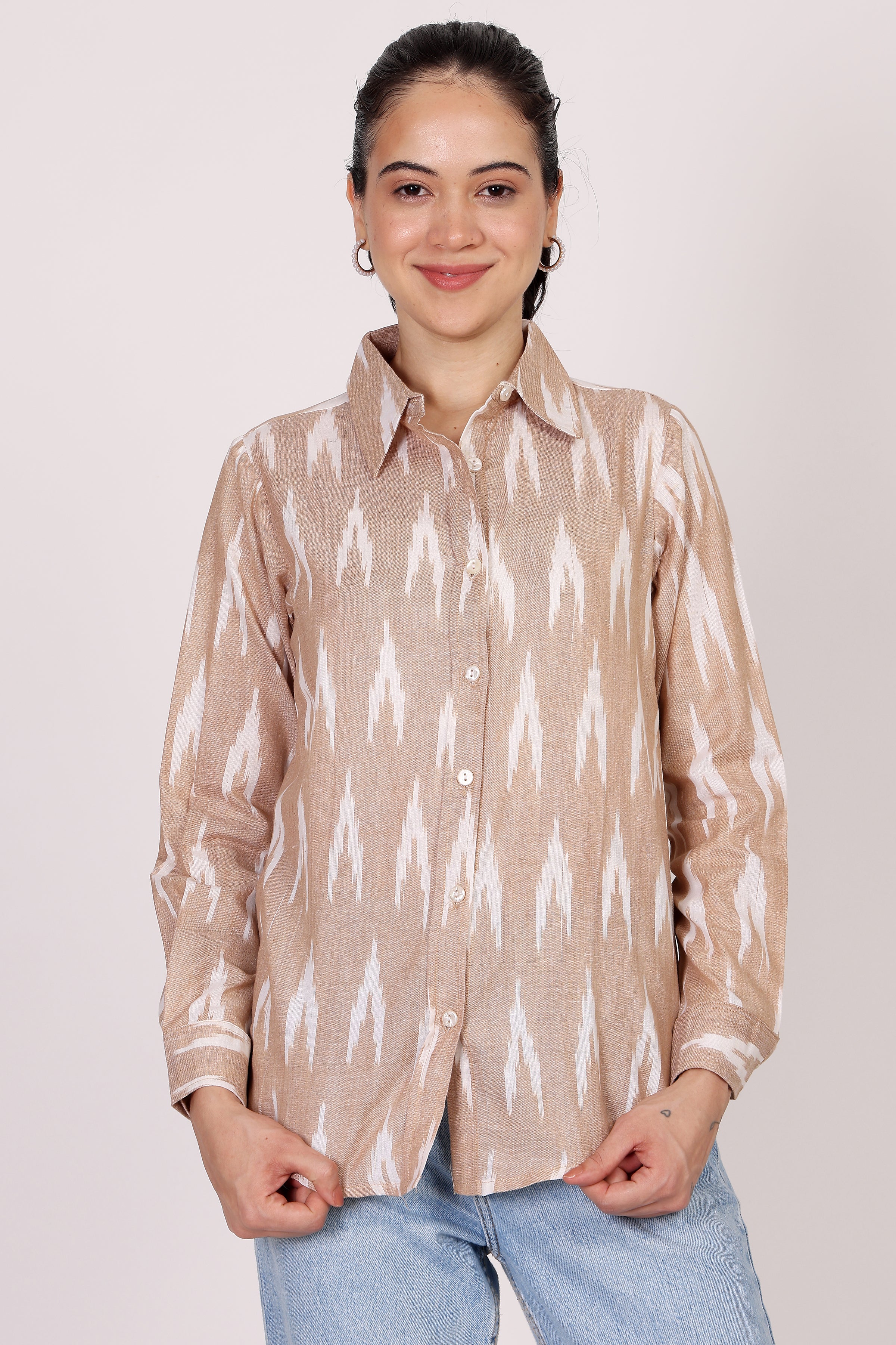 Cotton Ikat Full Sleeves Shirt