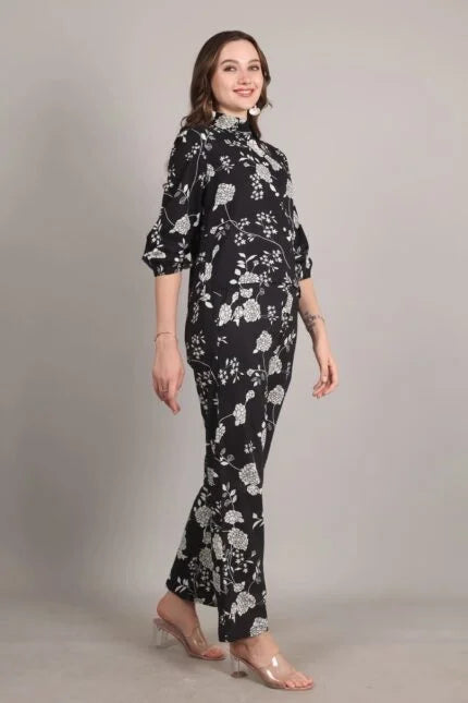 Black Floral Print Coord Set