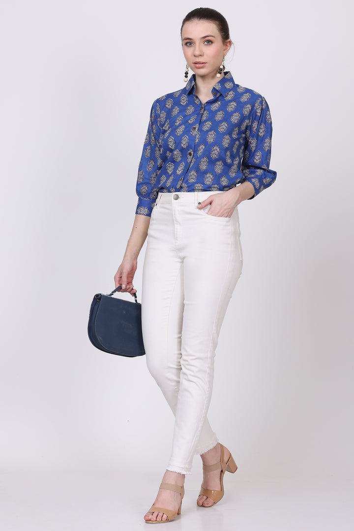 Cotton Shirt  3/4 Sleeves