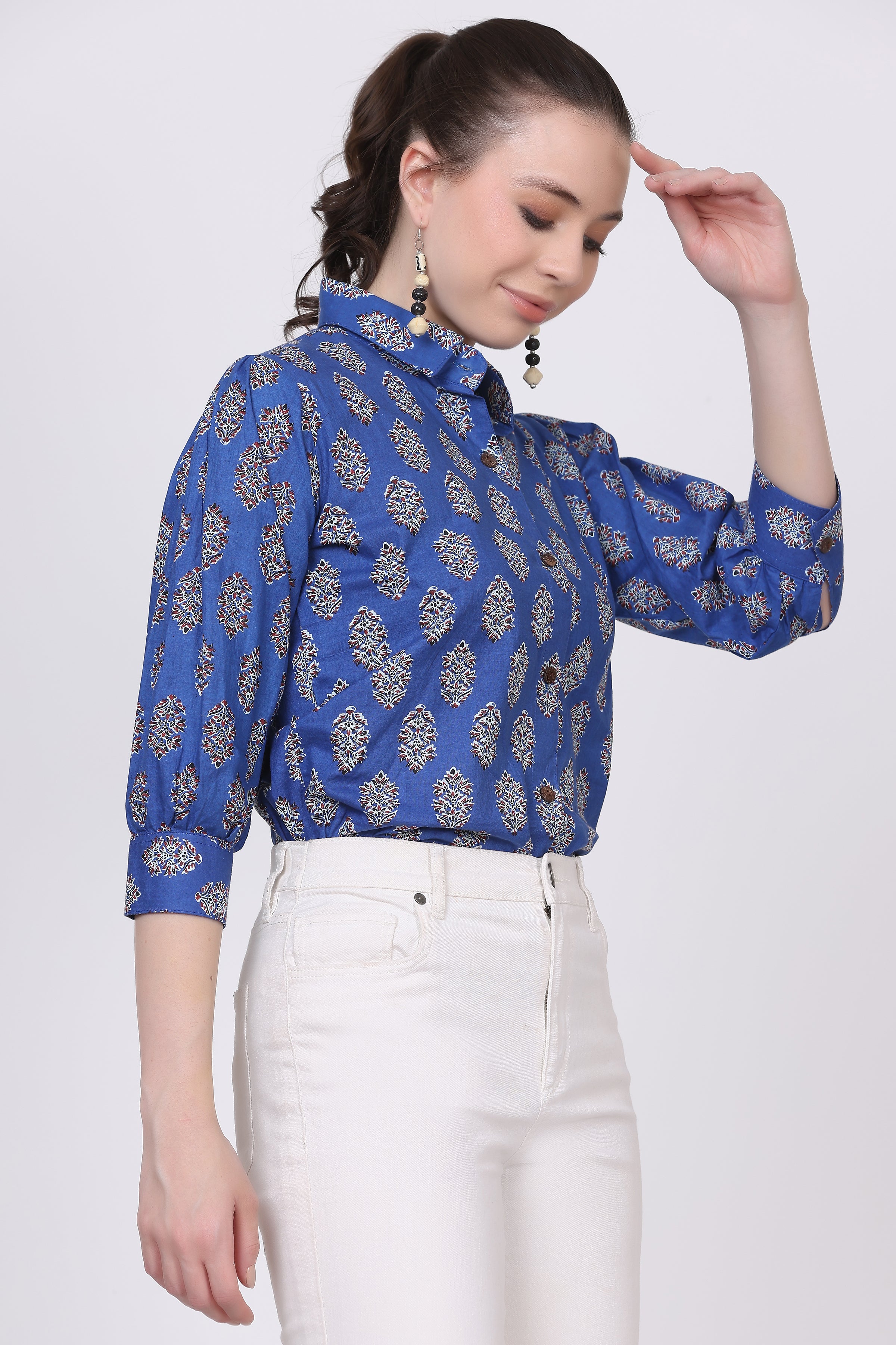 Cotton Shirt  3/4 Sleeves