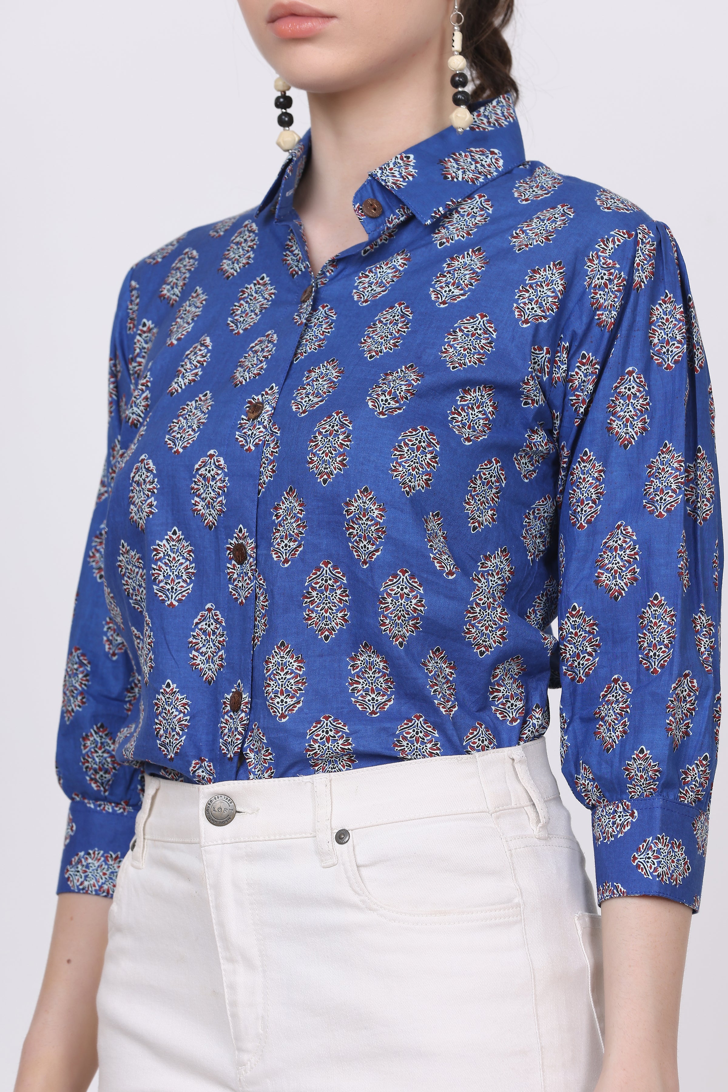 Cotton Shirt  3/4 Sleeves