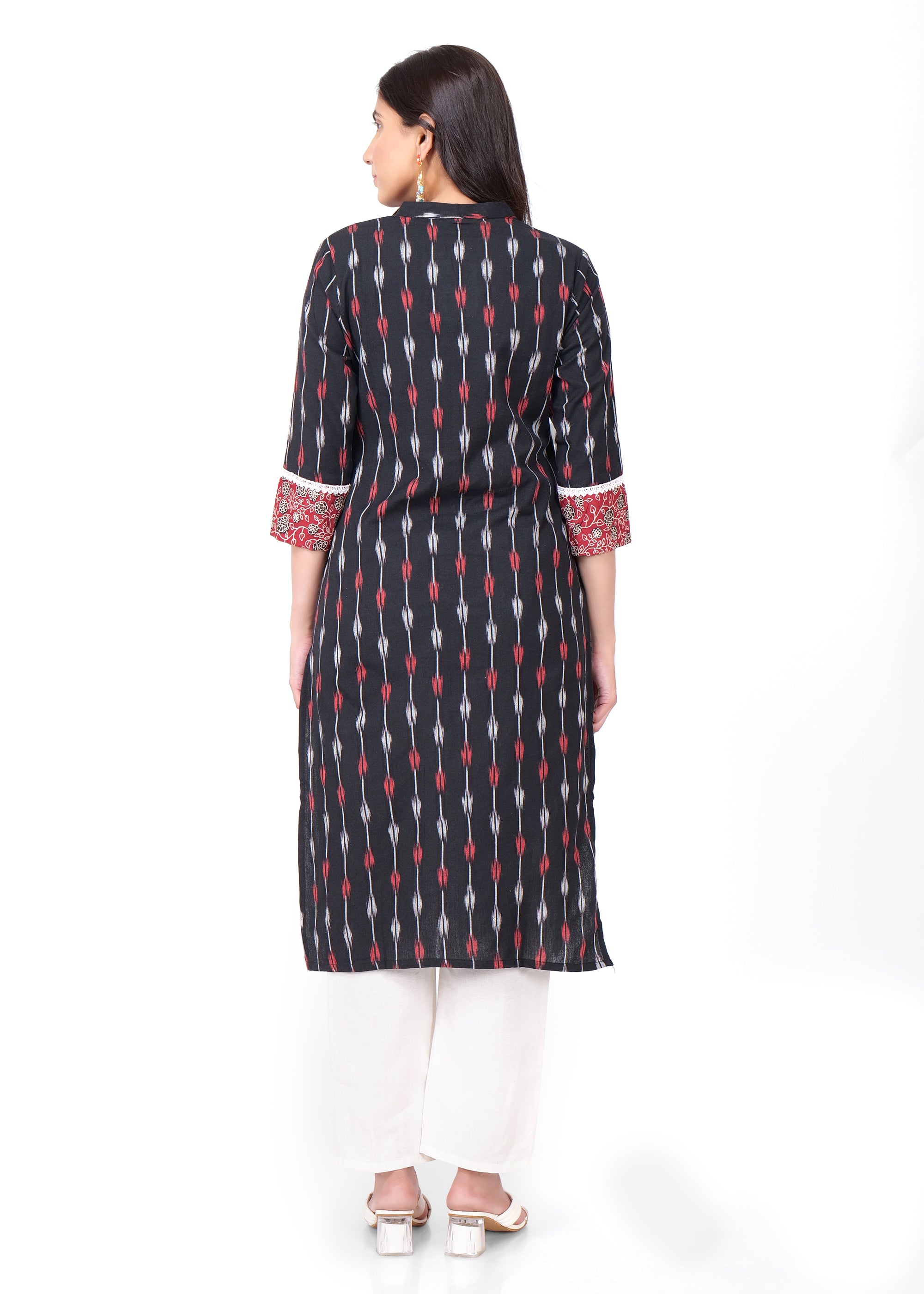 Ajrakh Yoke Blue Ikat Straight Kurta