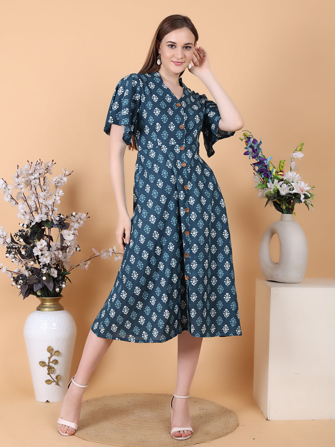 Bell Sleeves  A line Dress