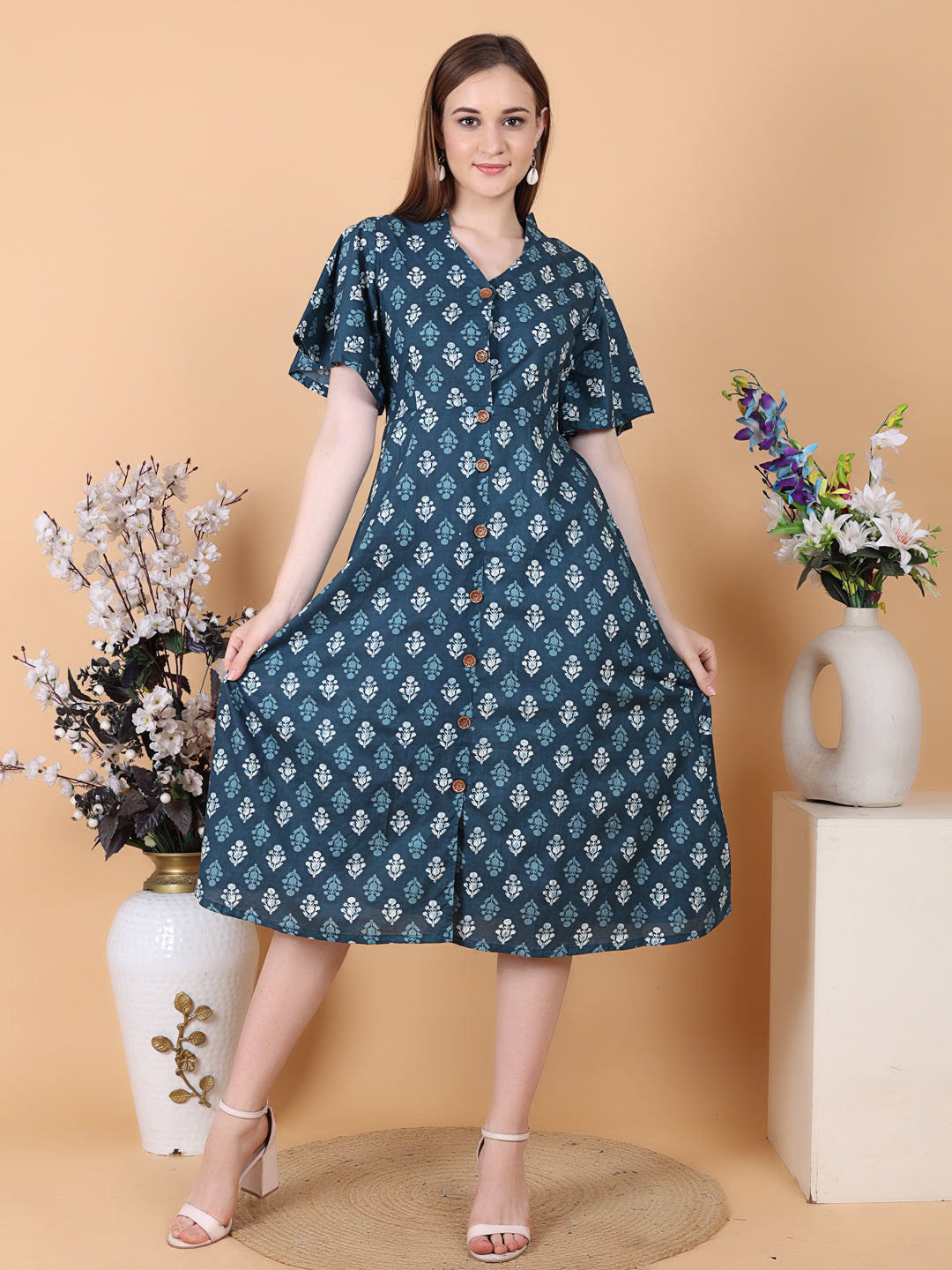 Bell Sleeves  A line Dress