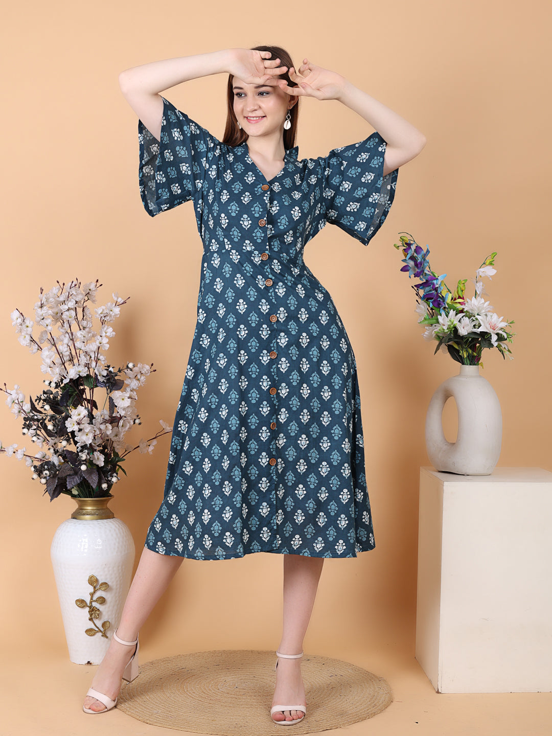 Bell Sleeves  A line Dress