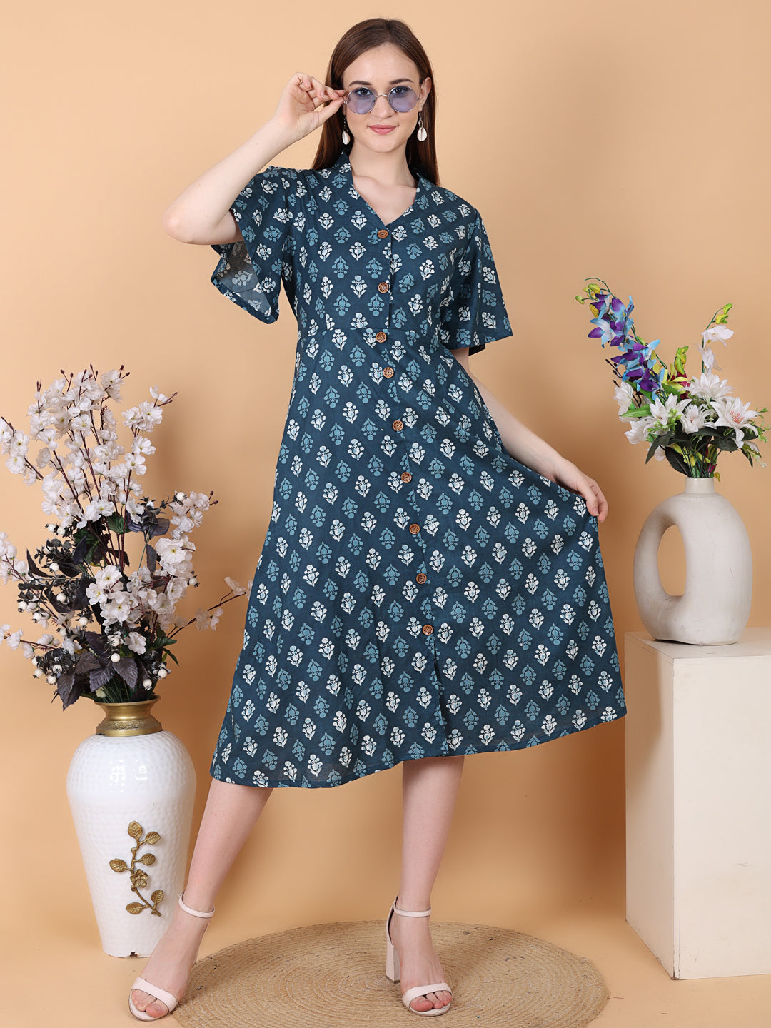 Bell Sleeves  A line Dress