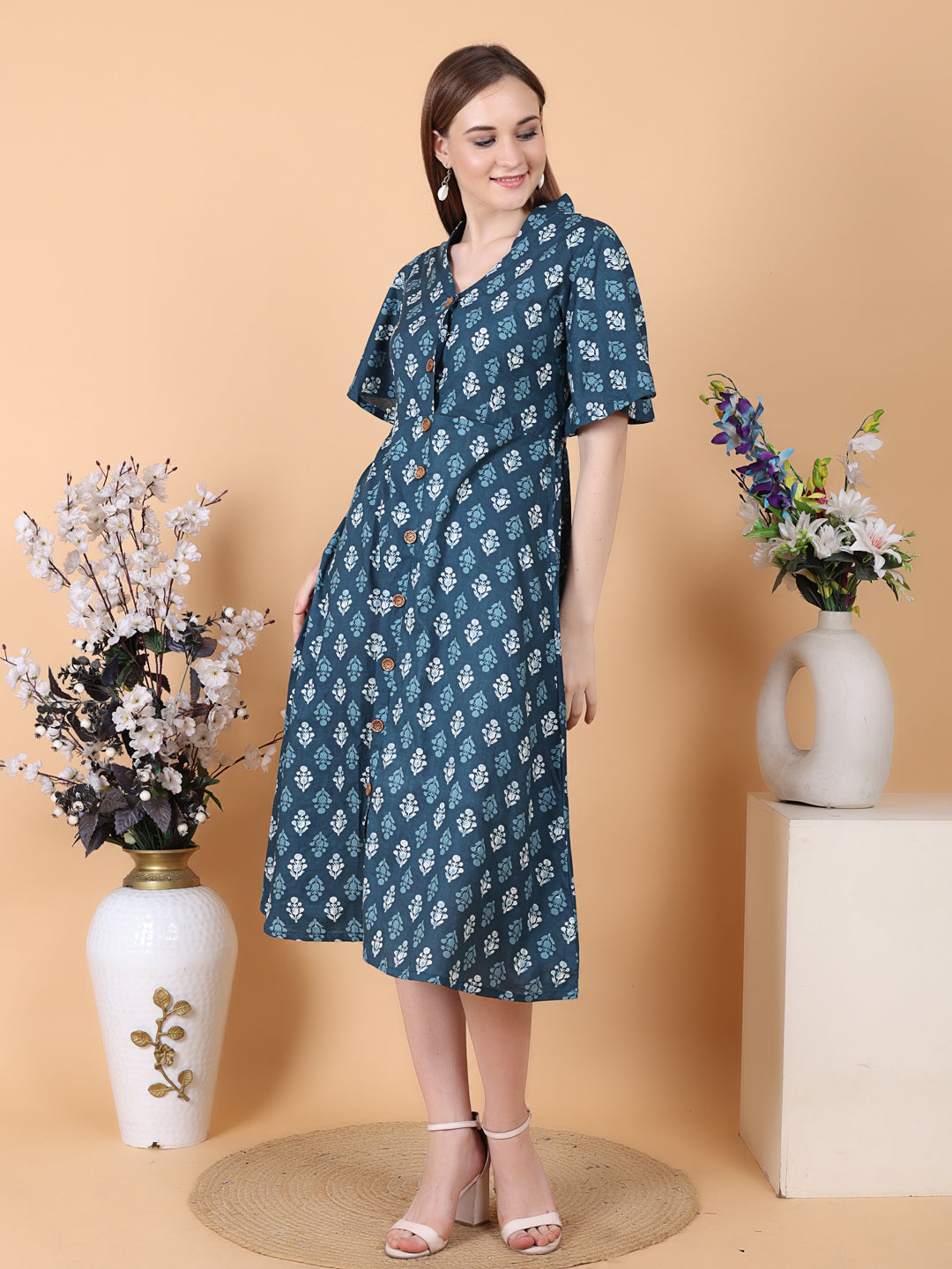 Bell Sleeves  A line Dress