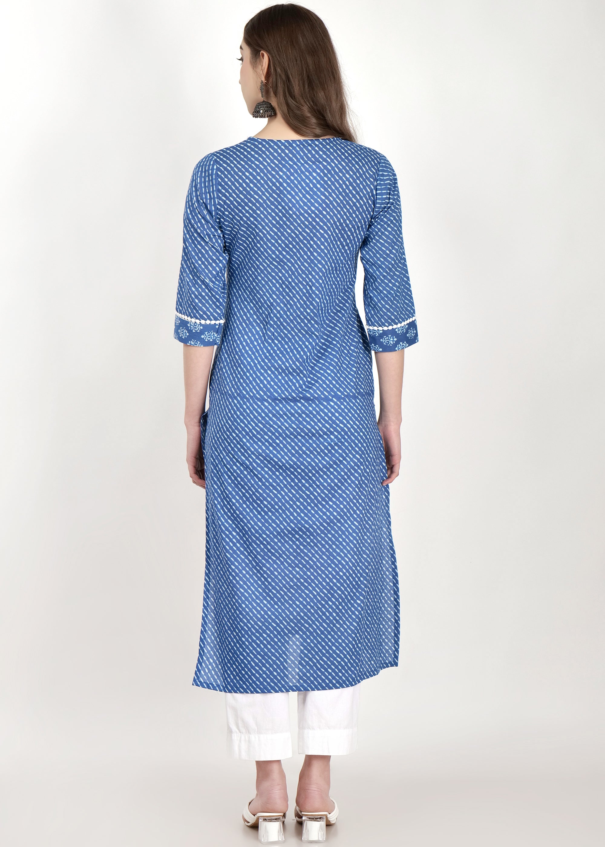 Cotton Straight Kurta with V-Neck & Side Pocket