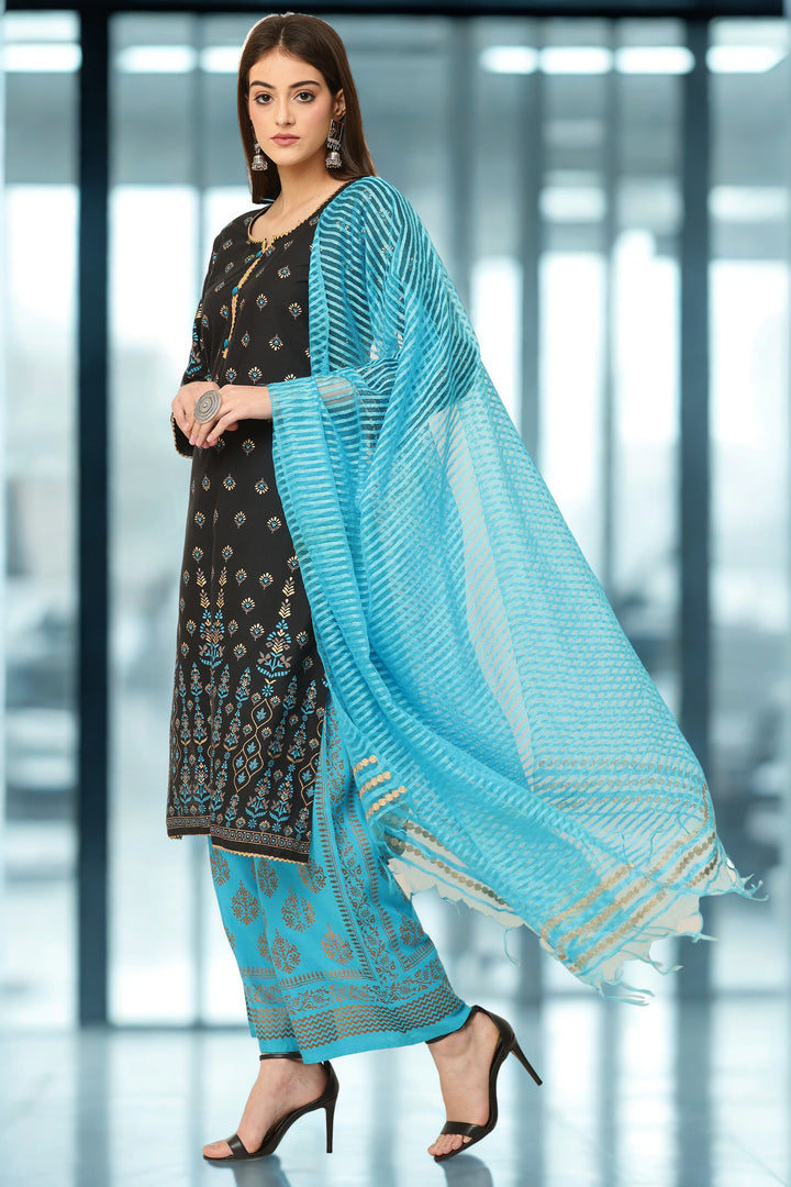 Black Cotton Straight Kurta