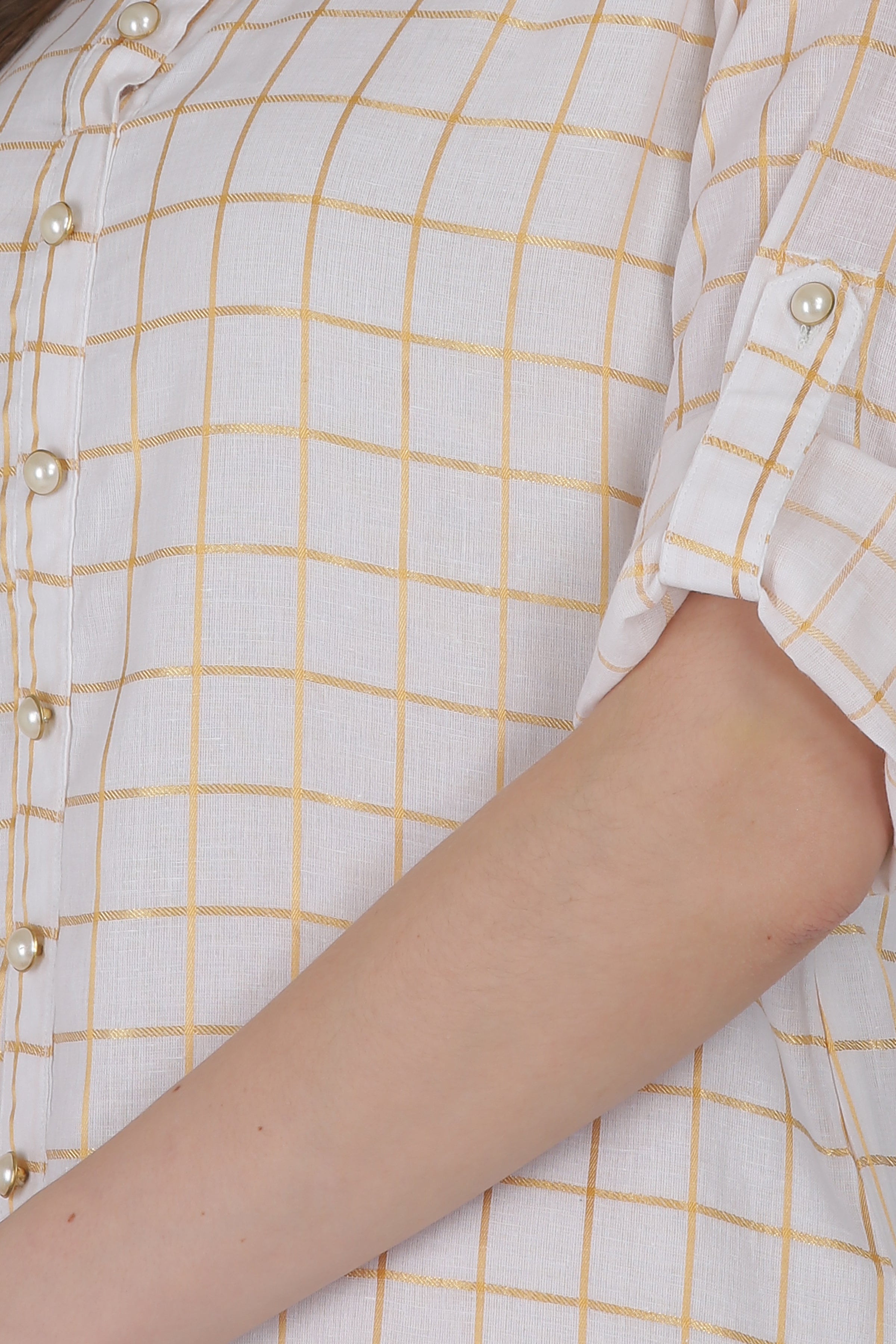 Cotton Straight Kurta with Front Pearl Buttons