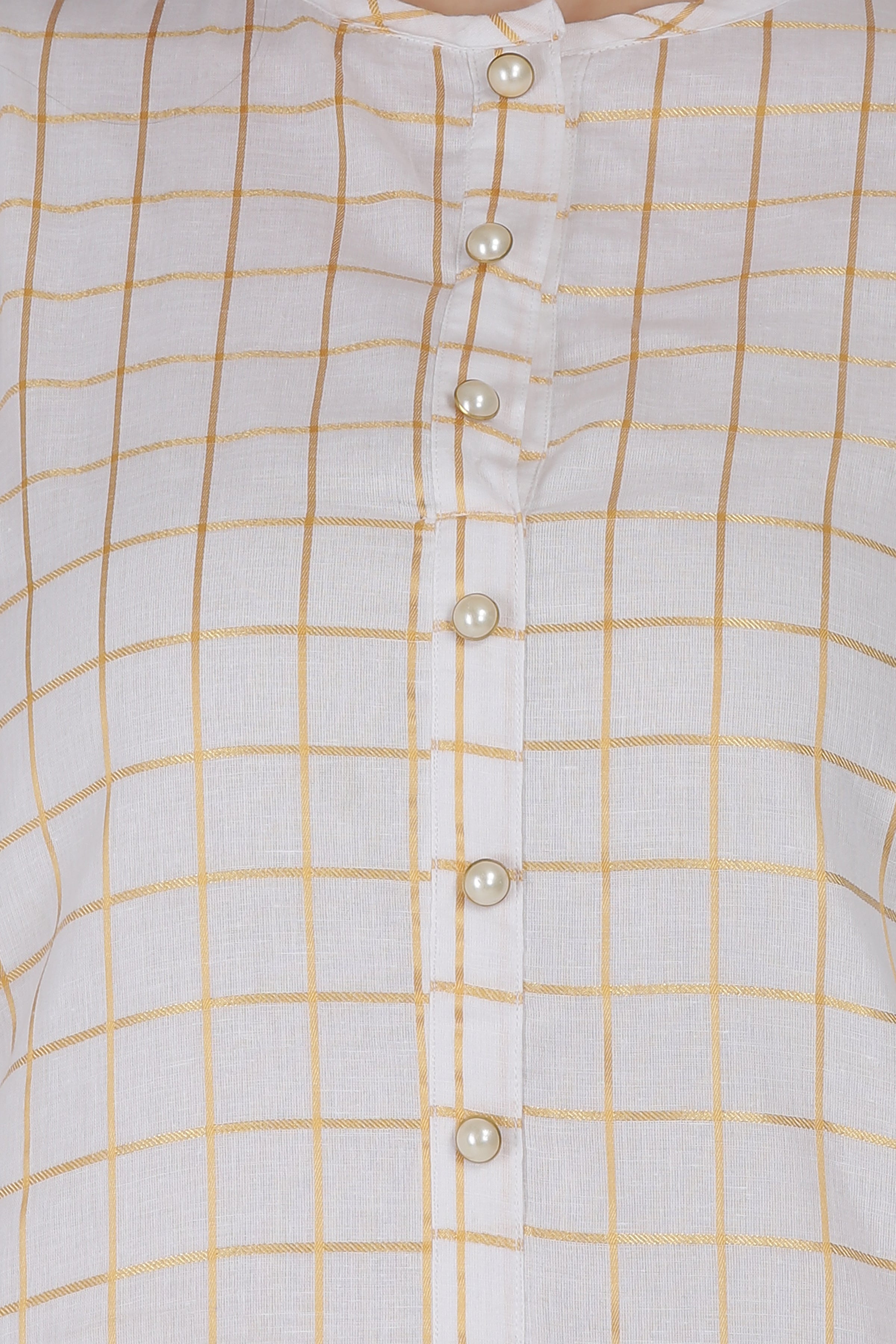 Cotton Straight Kurta with Front Pearl Buttons