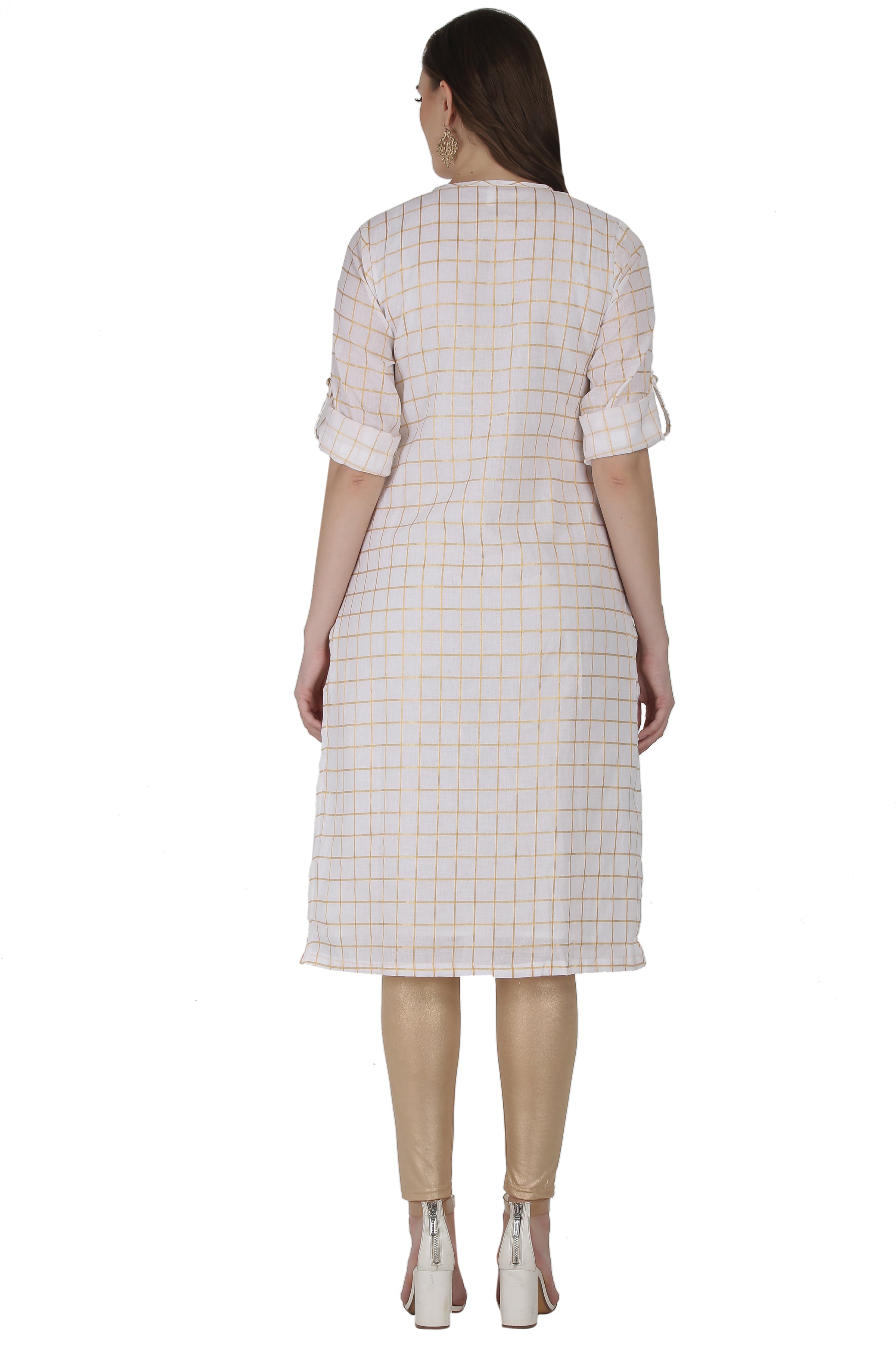 Cotton Straight Kurta with Front Pearl Buttons