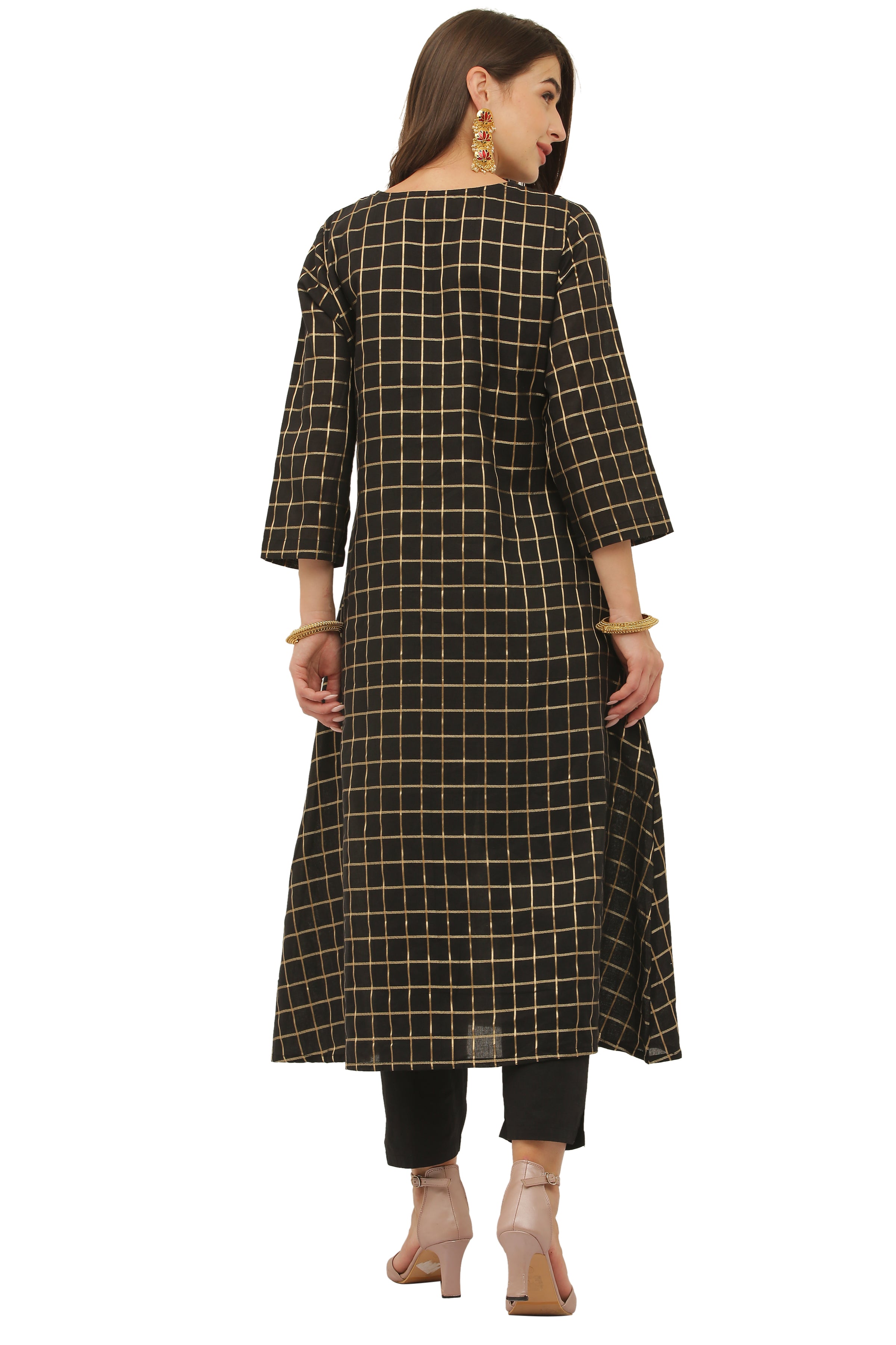 Red Cotton Angrakha Style Kurta