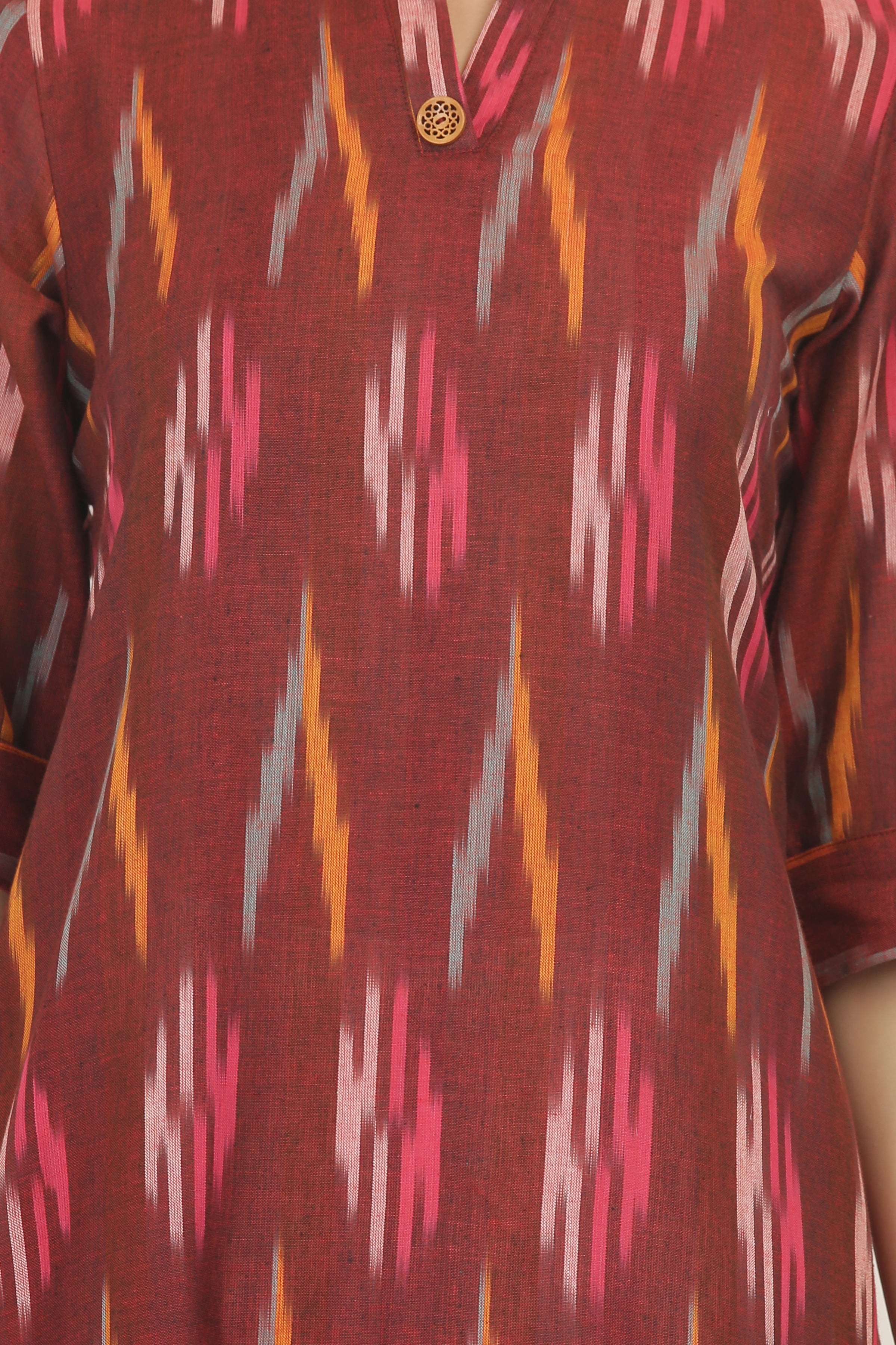 Rust Colour Ikat Long Kurta