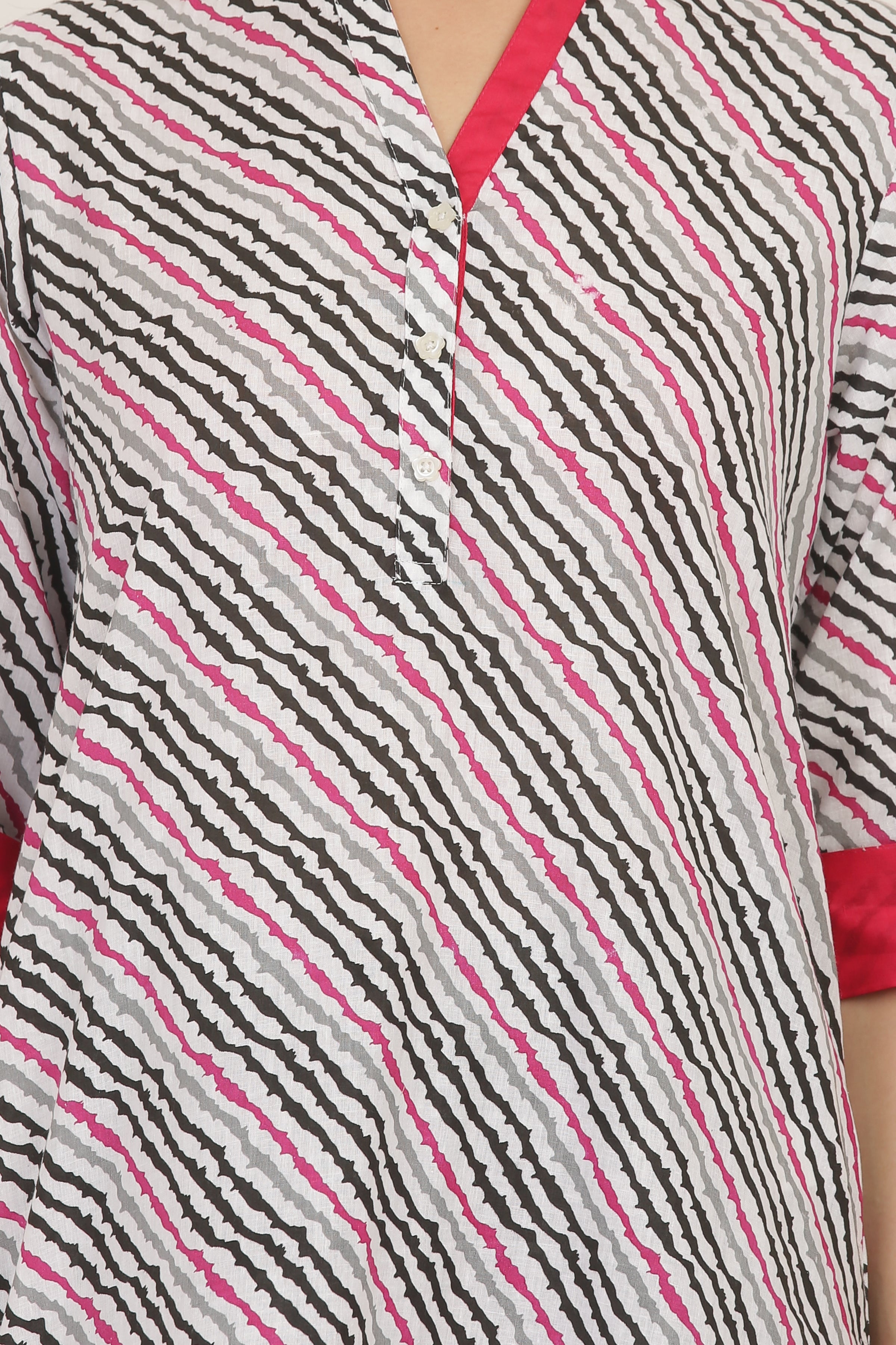 Lehariya Print Cotton Short Kurti