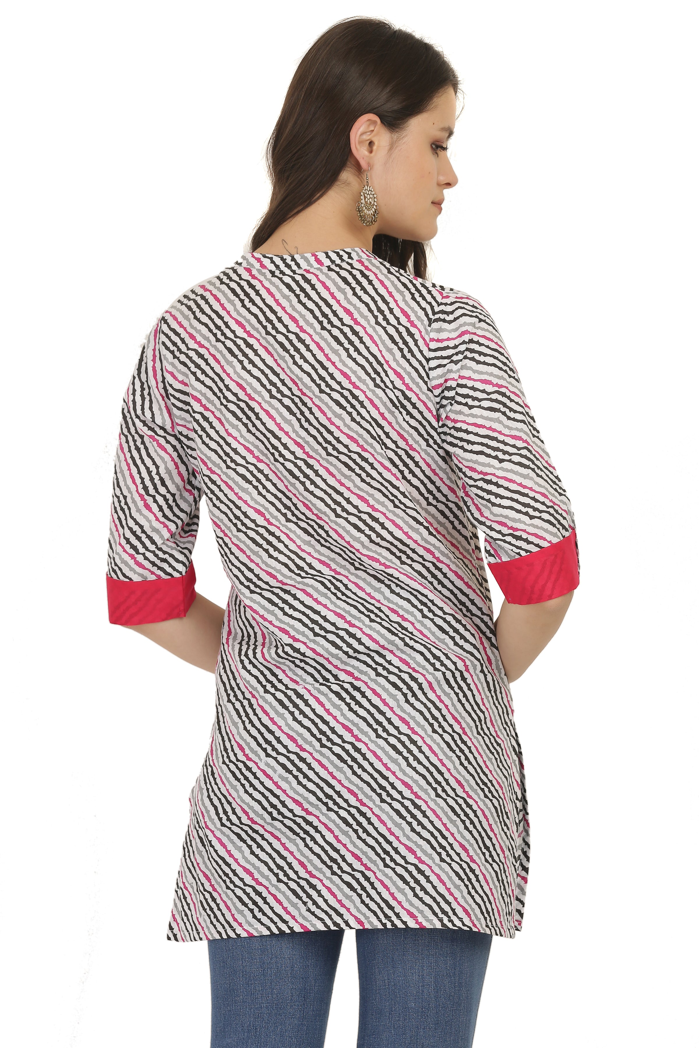 Lehariya Print Cotton Short Kurti