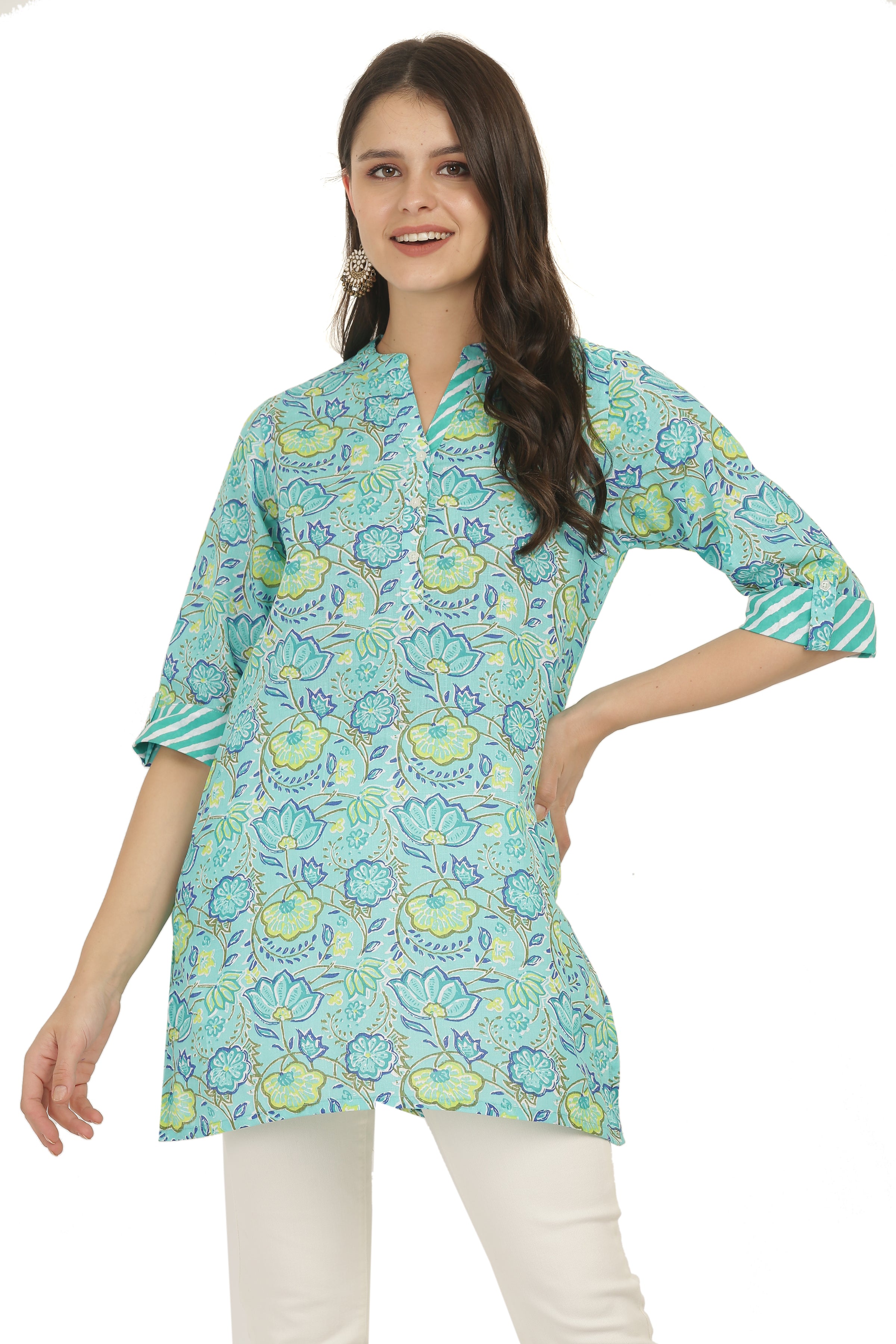 Lehariya Print Cotton Short Kurti