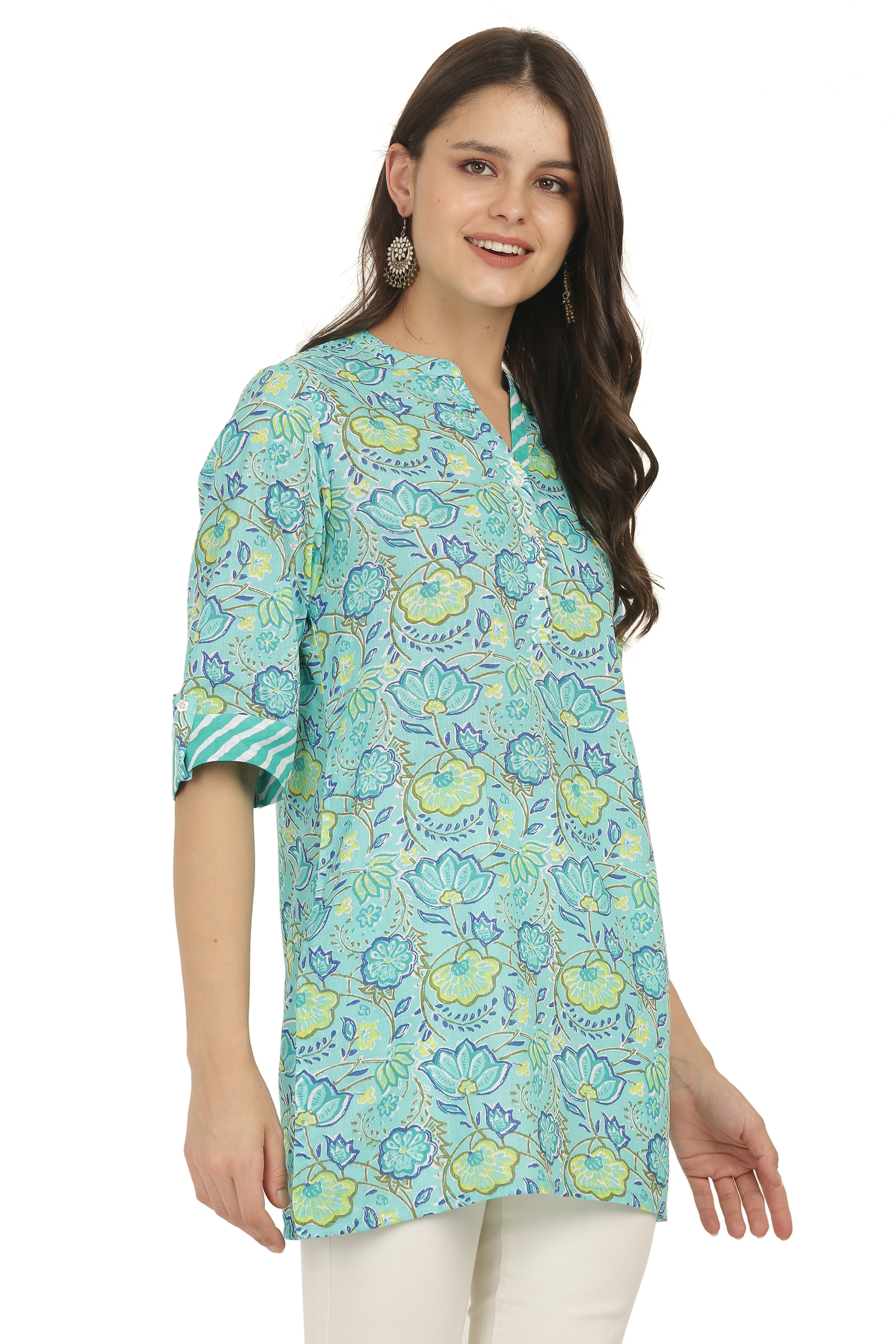 Lehariya Print Cotton Short Kurti