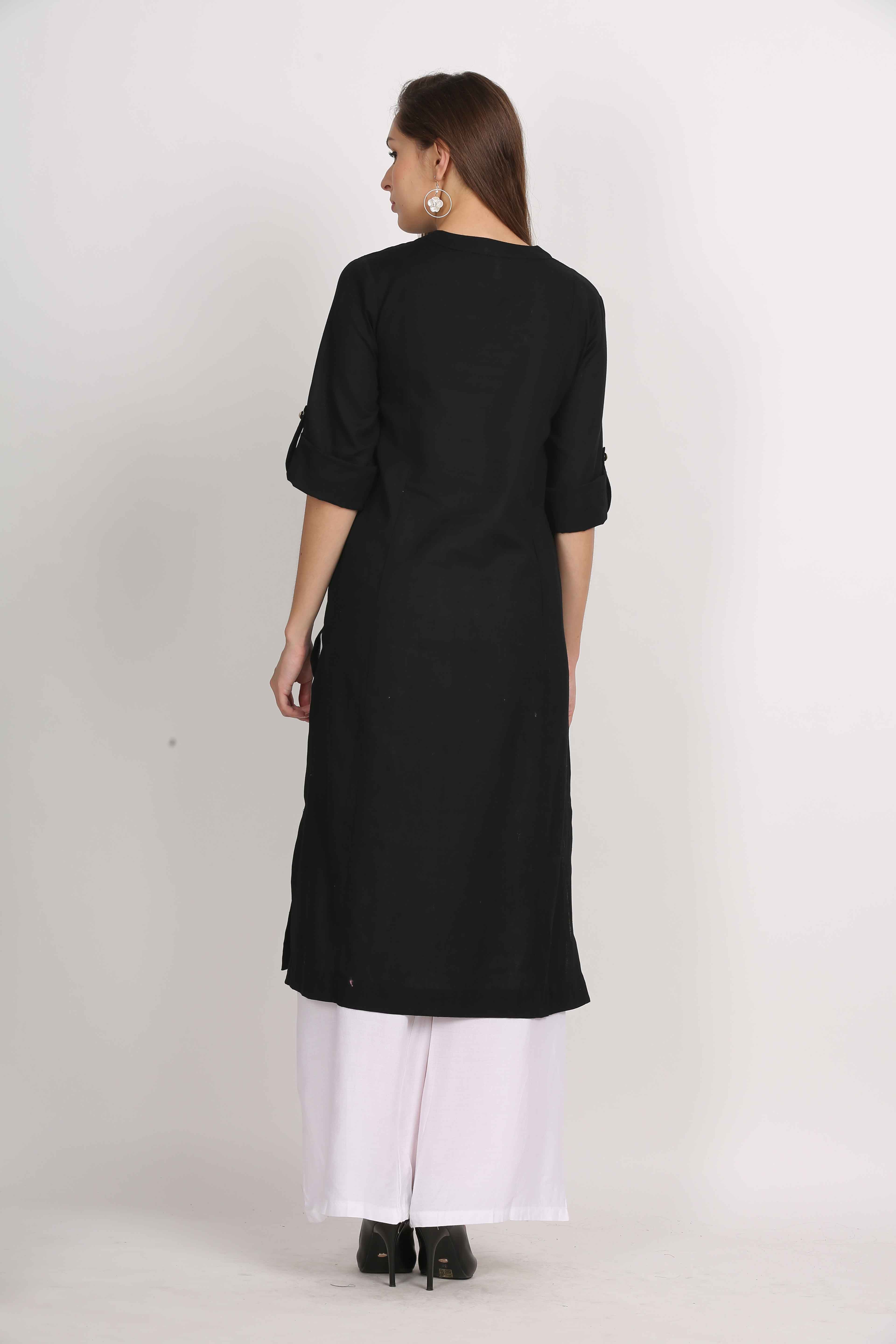 Cotton Flex Straight Kurta with Folding Sleeves