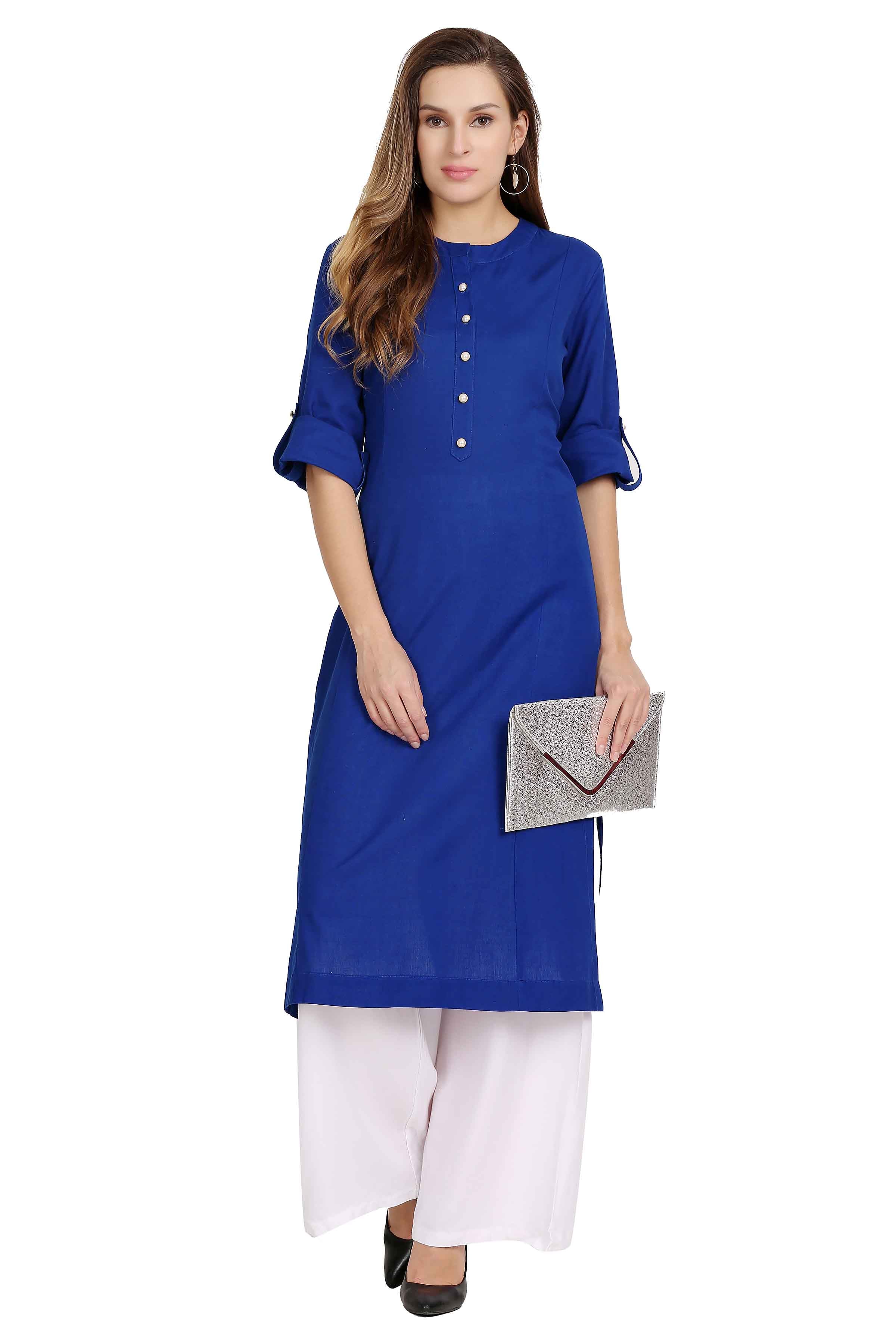 Cotton Flex Straight Kurta with Folding