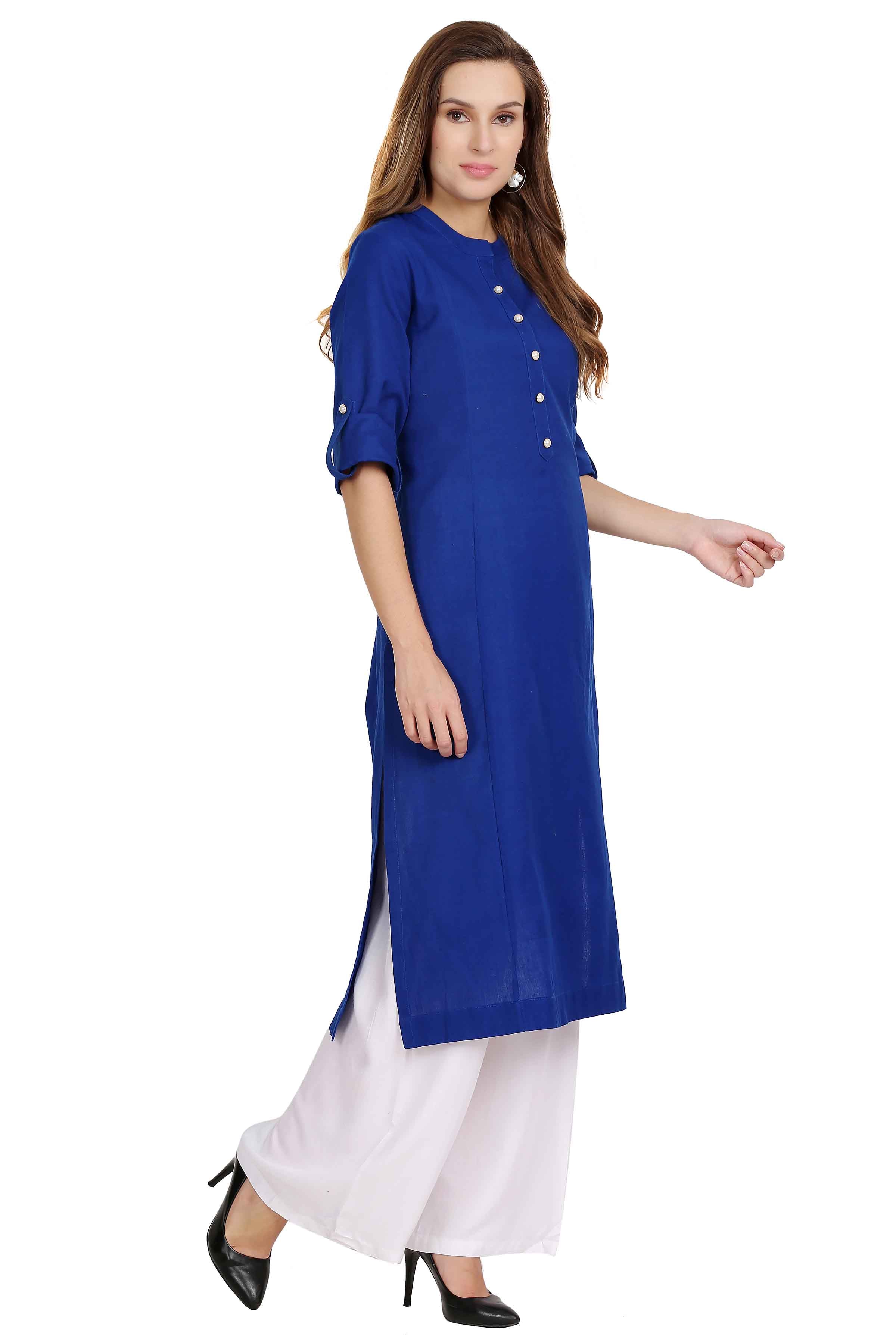 Cotton Flex Straight Kurta with Folding